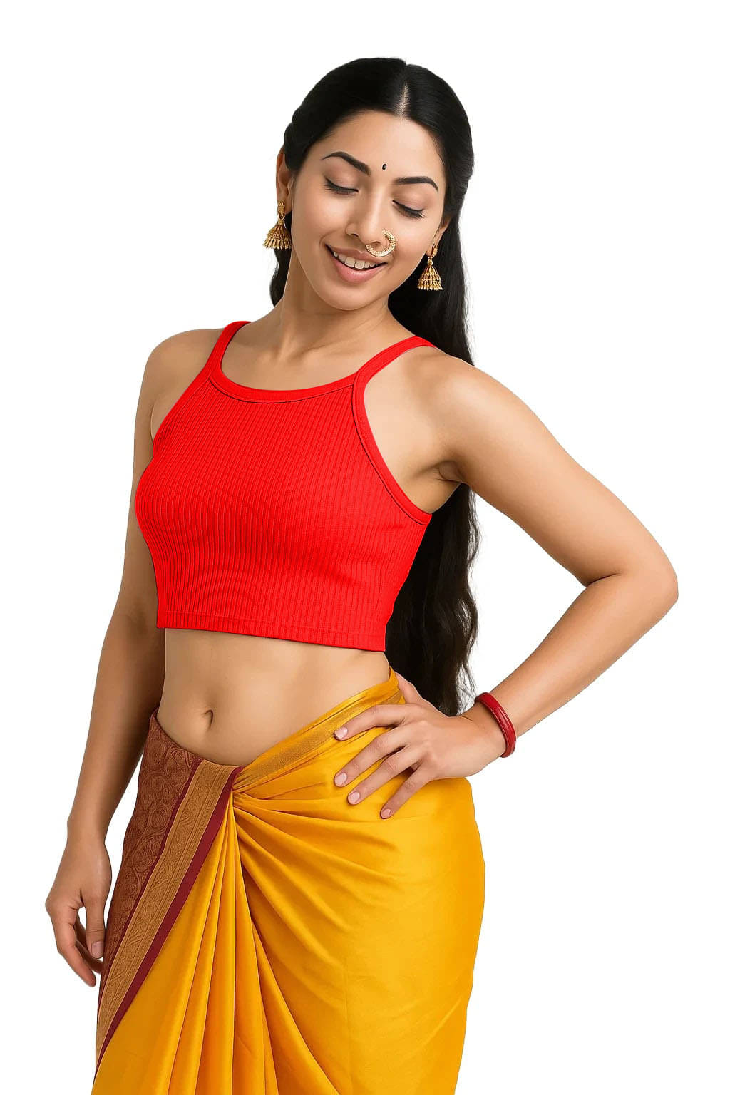     			SOHOT Red Readymade without Pad Cotton Women's Blouse ( Pack of 1 )