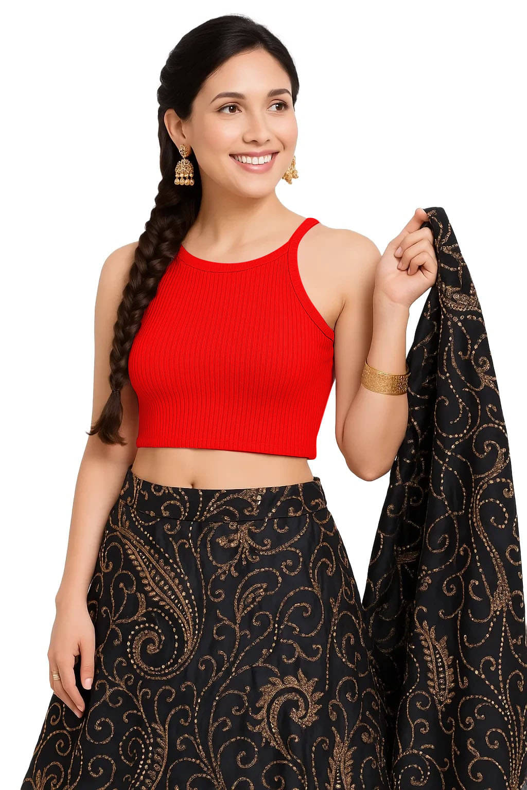     			SOHOT Red Readymade without Pad Cotton Women's Blouse ( Pack of 1 )