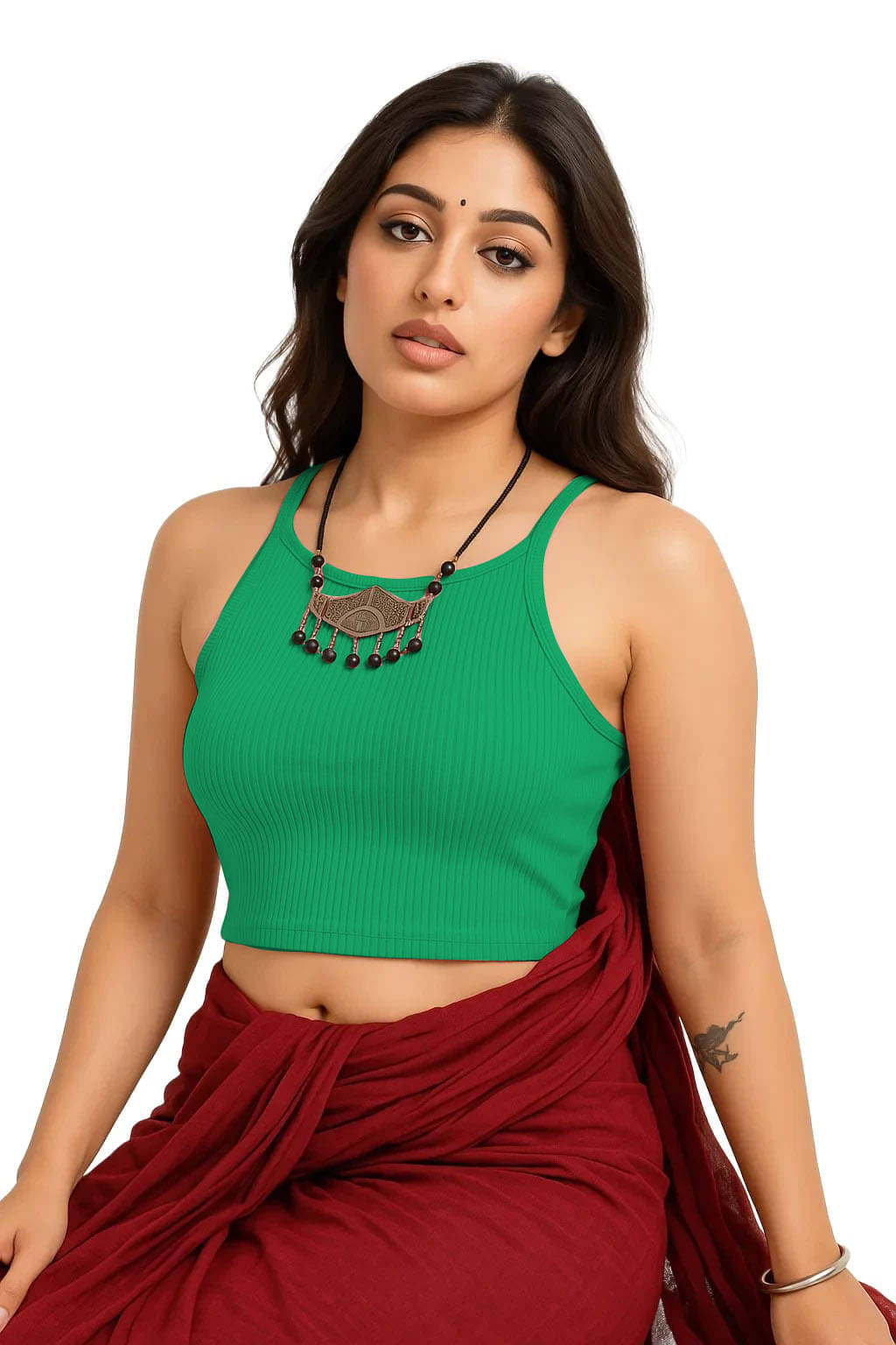     			SOHOT Sea Green Readymade without Pad Cotton Women's Blouse ( Pack of 1 )