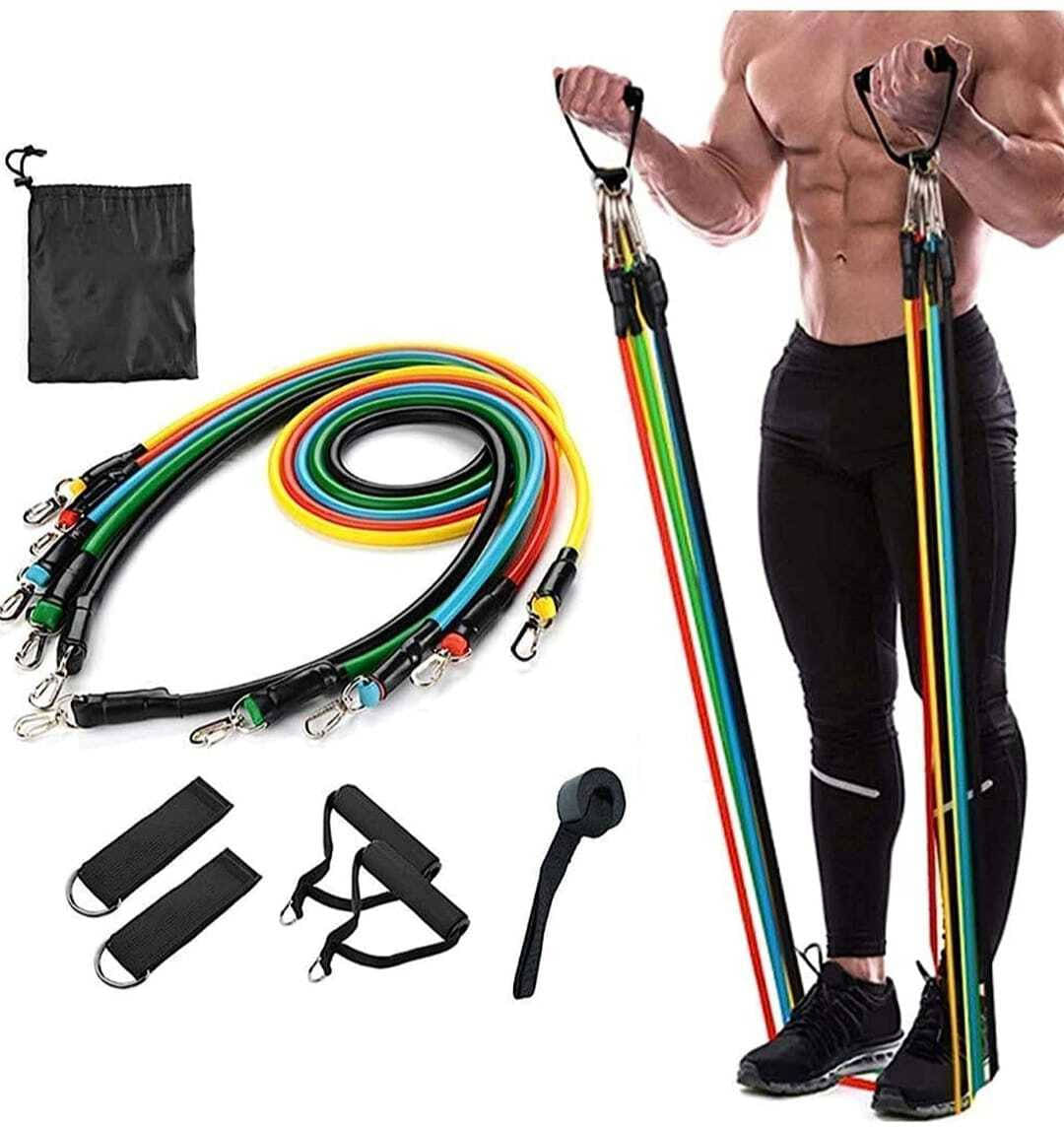     			11 Piece Gym Power Resistance Band Set for Workout, Resistance Band for Exercise