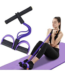 4-Tube Yoga Pedal Pull Reducer Puller Resistance Band, Crossfit Exercise Fitness