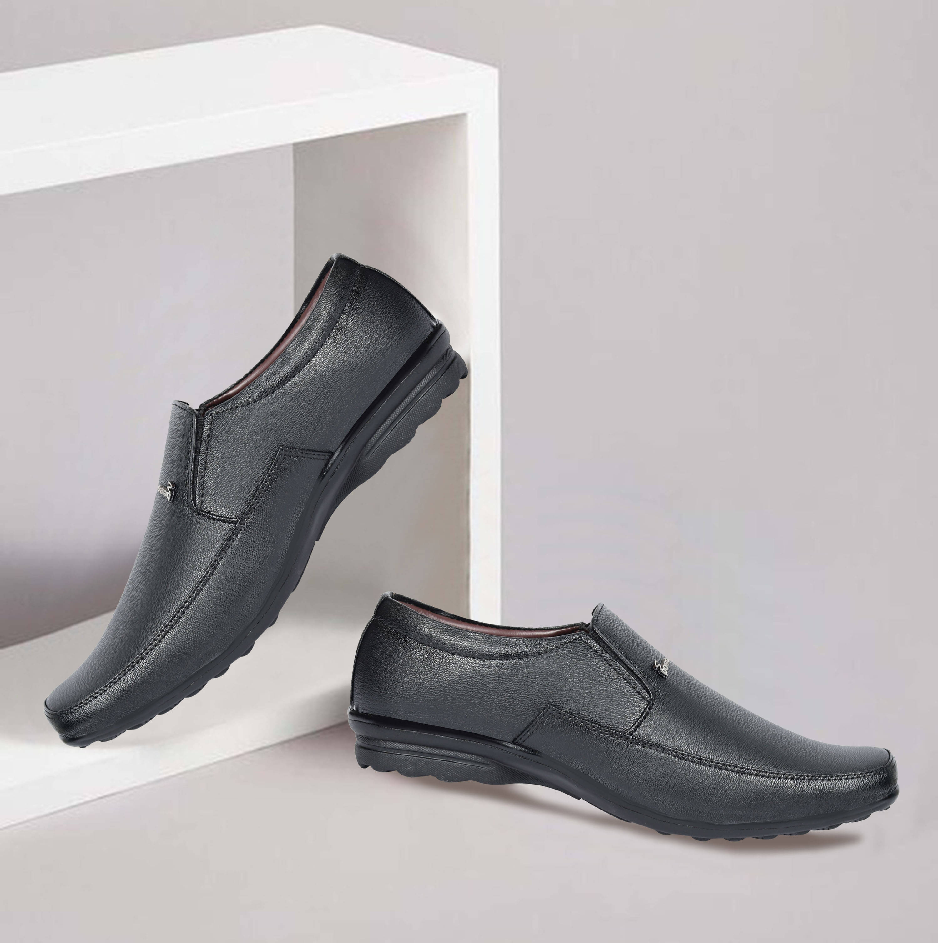     			Aadi Black Men's Derby Formal Shoes