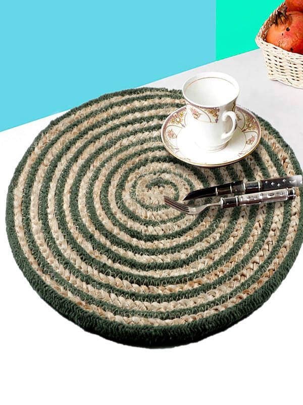 BELLA TRUE Jute Floral Round Table Mats ( 30 cm x 30 cm ) Pack of 1 - Brown BELLA TRUE Jute Floral Round Table Mats ( 30 cm x 30 cm ) Pack of 1 - Brown