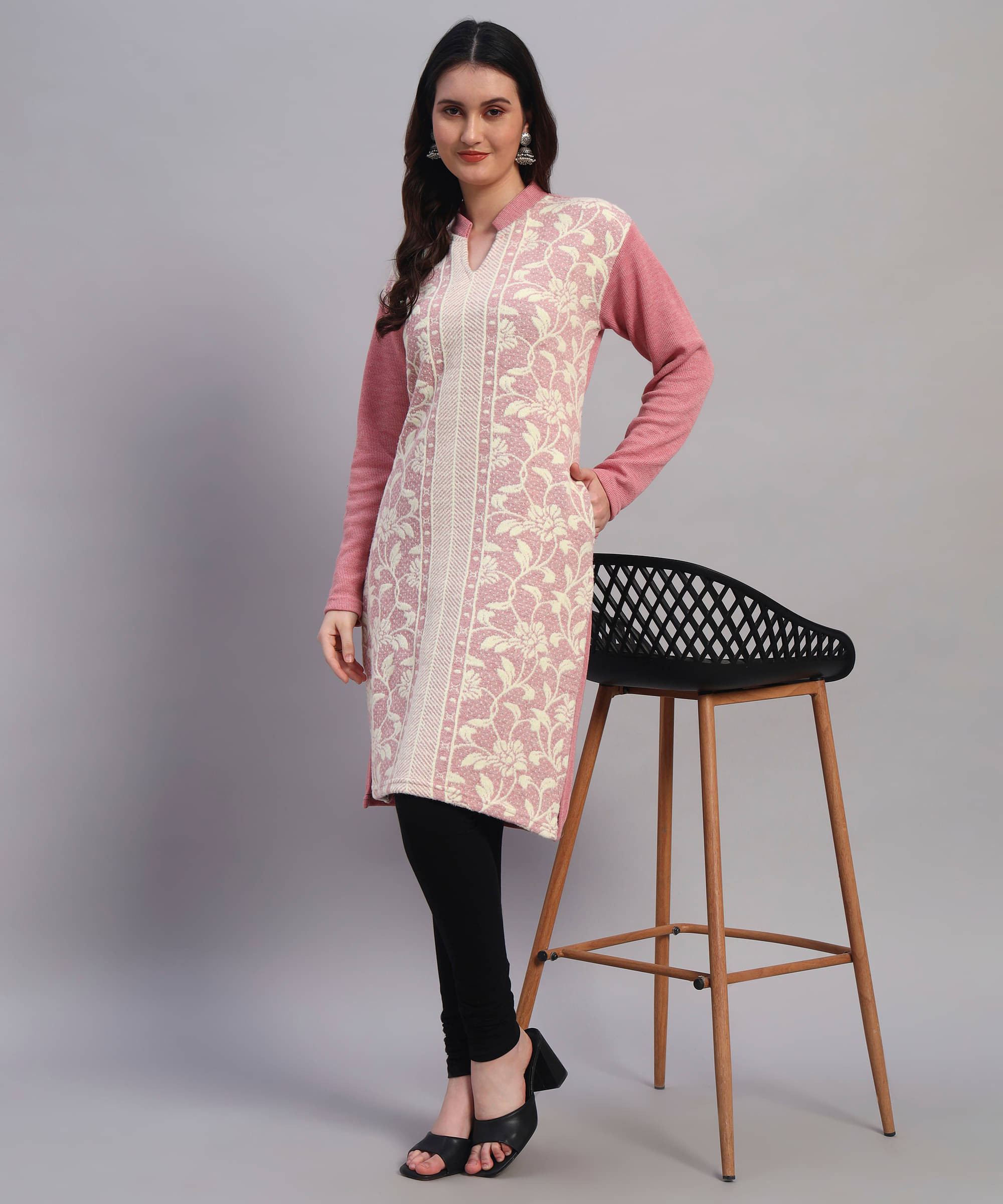     			Christy World Women Woollen Printed A-line Kurti ( Pink )