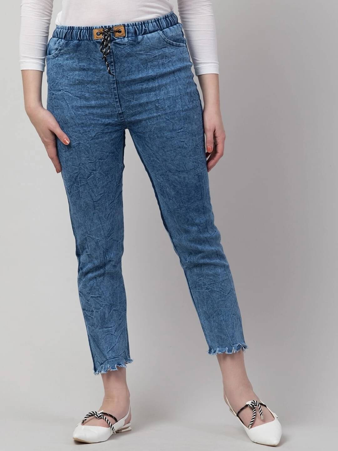     			Coutume Collections Women's Jogger Mid-Rise Jeans ( Blue )