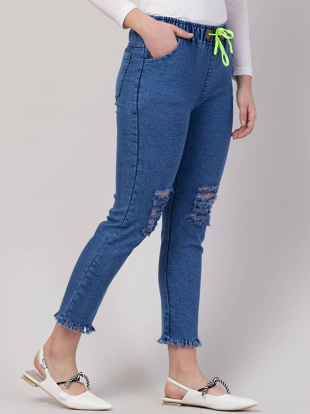    			Coutume Collections Women's Jogger Mid-Rise Jeans ( Blue )