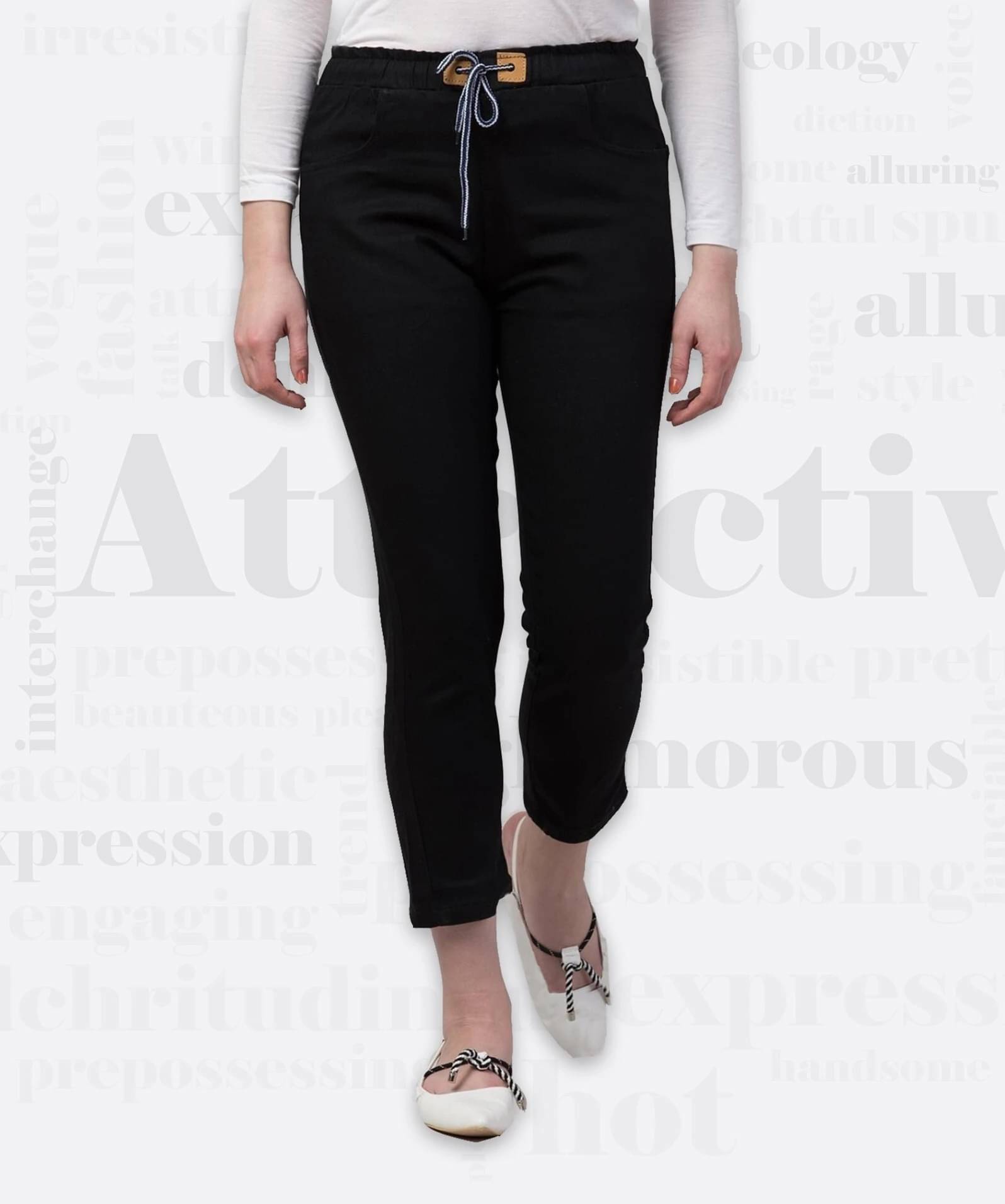     			Coutume Collections Women's Jogger Mid-Rise Jeans ( Black )