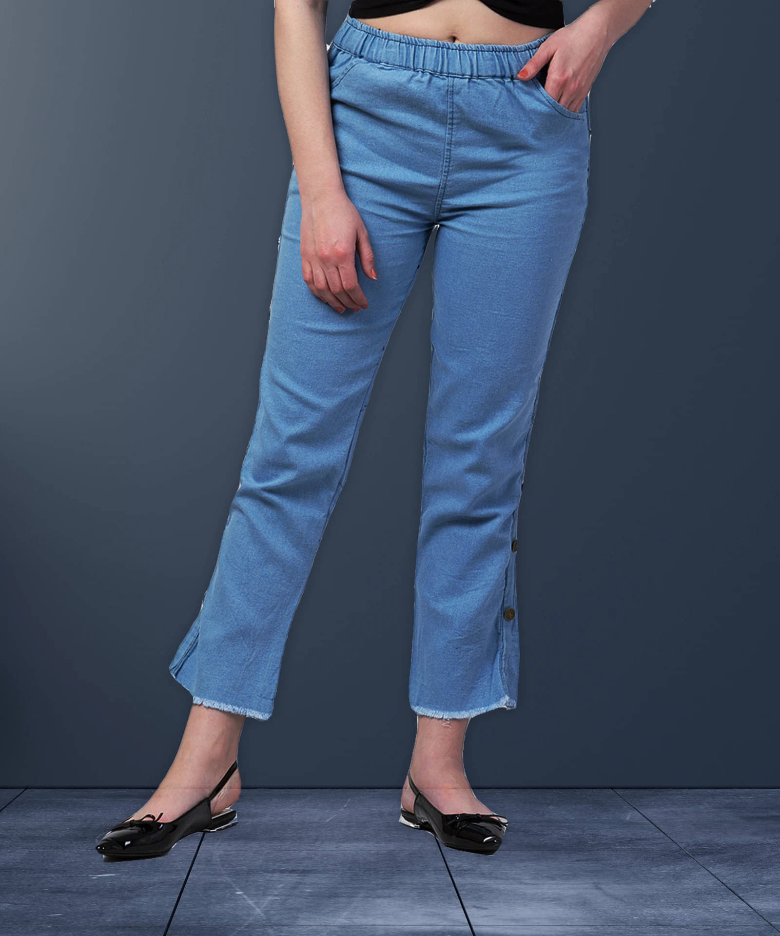 Coutume Collections Women's Regular Fit Mid-Rise Jeans ( Light Blue ) Coutume Collections Women's Regular Fit Mid-Rise Jeans ( Light Blue )
