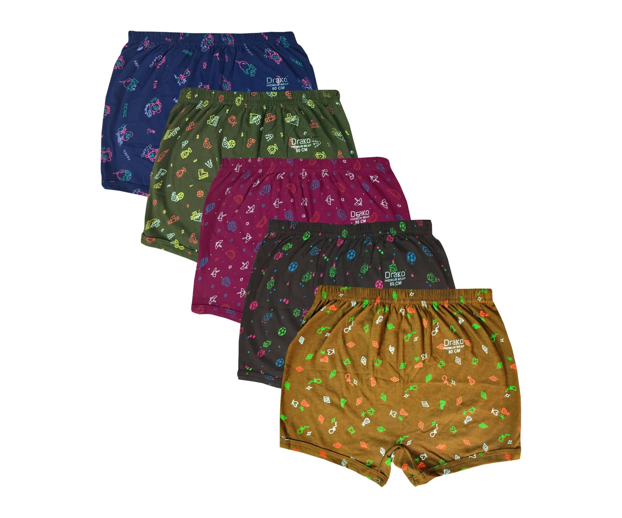 Drako Pack of 5 Boys Cotton Trunks ( Multicolor ) - Nightwear & Loungewear | Buy online on ZillyBuy