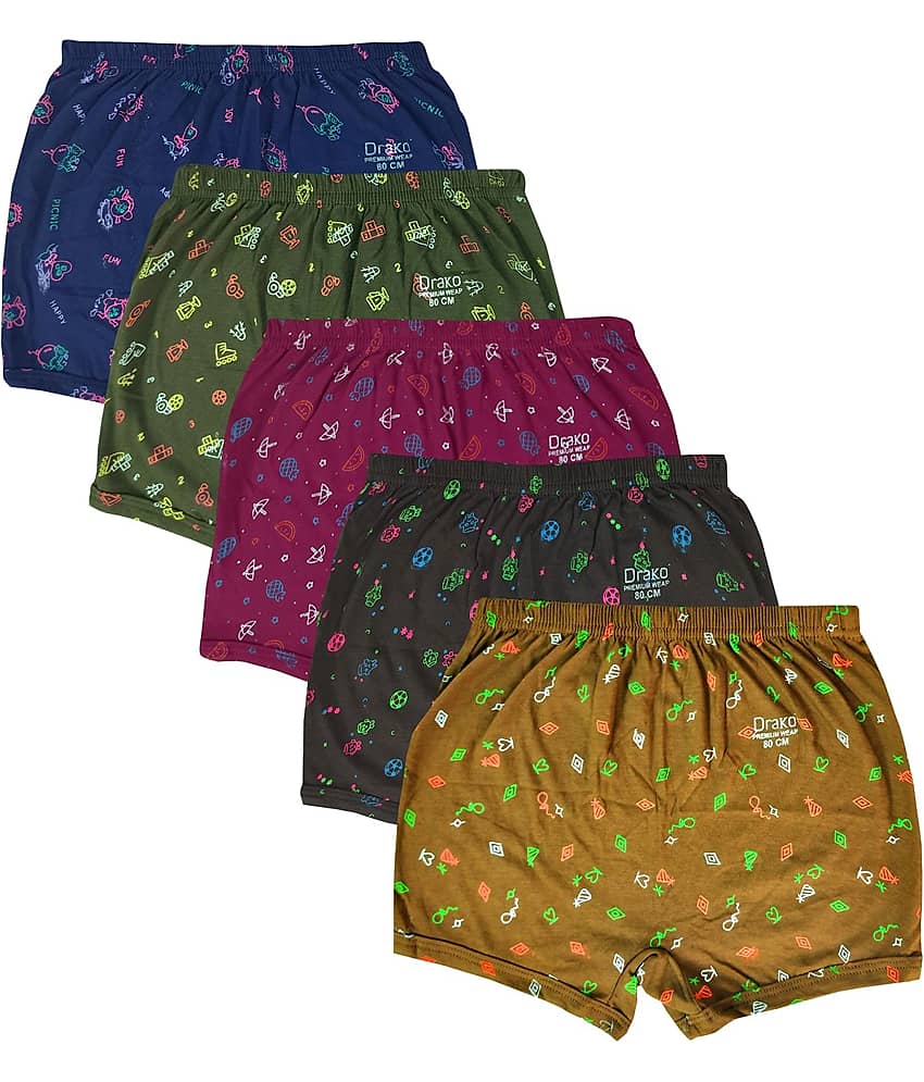 Drako Pack of 5 Boys Cotton Trunks ( Multicolor ) - Nightwear & Loungewear | Buy online on ZillyBuy