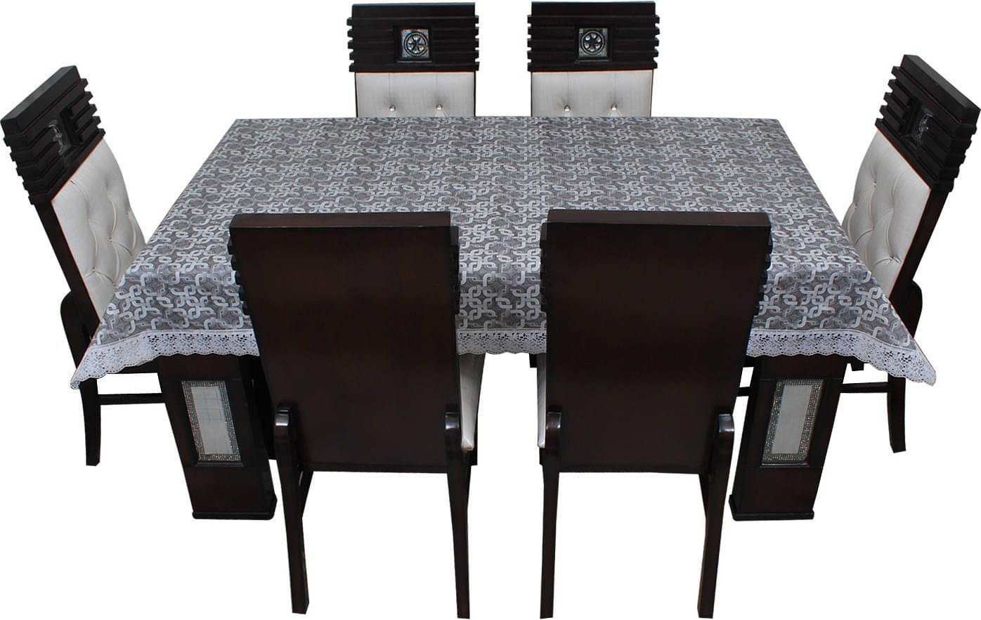     			Dream Care Printed Polyester 10 Seater Rectangle Table Cover ( 60 x 120 ) cm Pack of 1 Gray