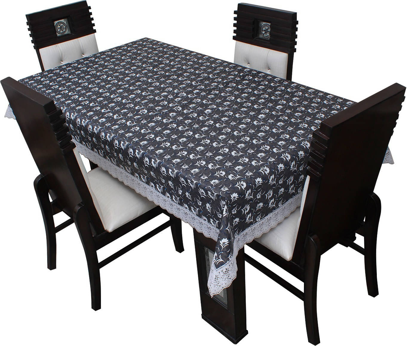     			Dream Care Printed Polyester 4 Seater Rectangle Table Cover ( 52 x 76 ) cm Pack of 1 Black