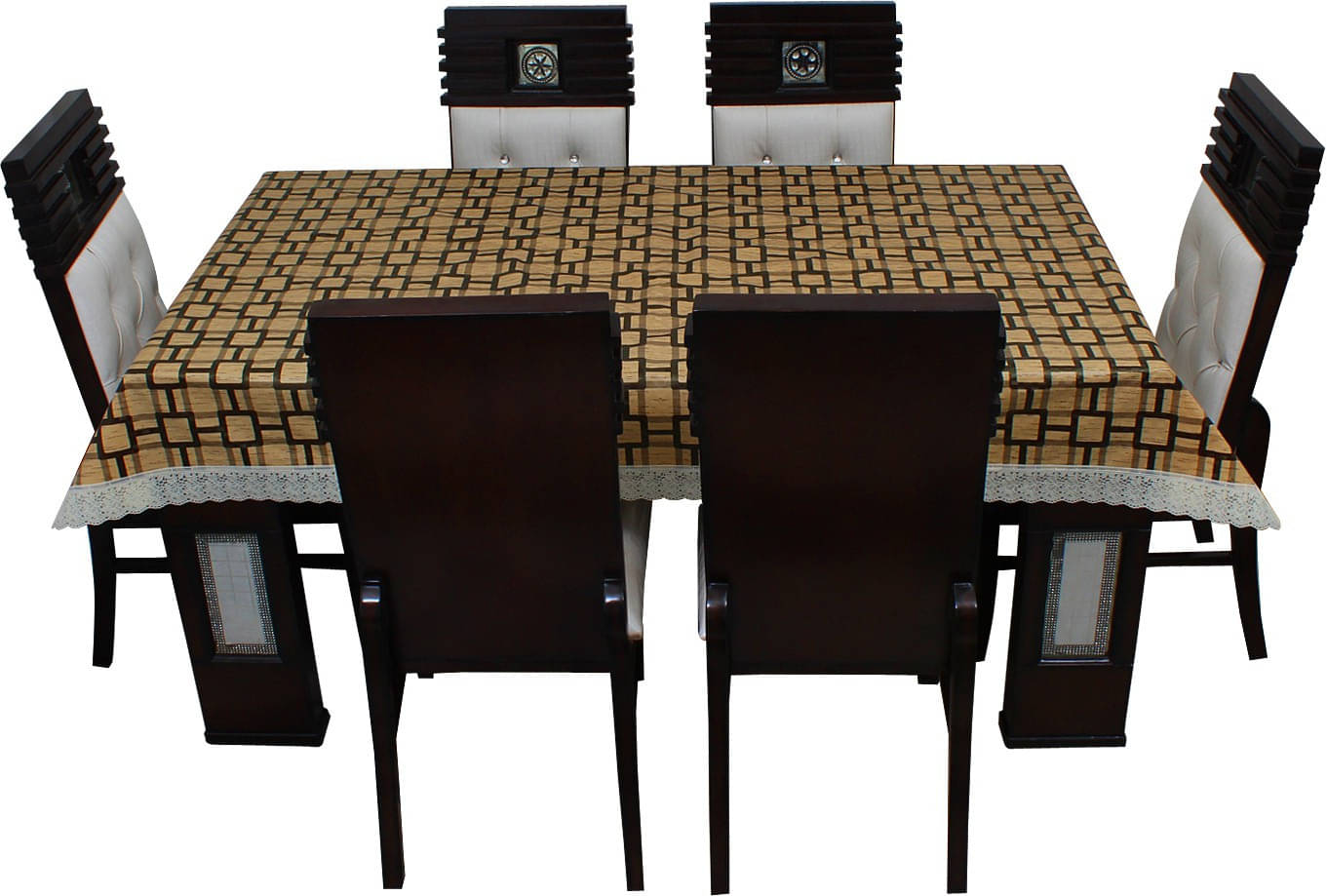     			Dream Care Printed Polyester 8 Seater Rectangle Table Cover ( 60 x 108 ) cm Pack of 1 Beige