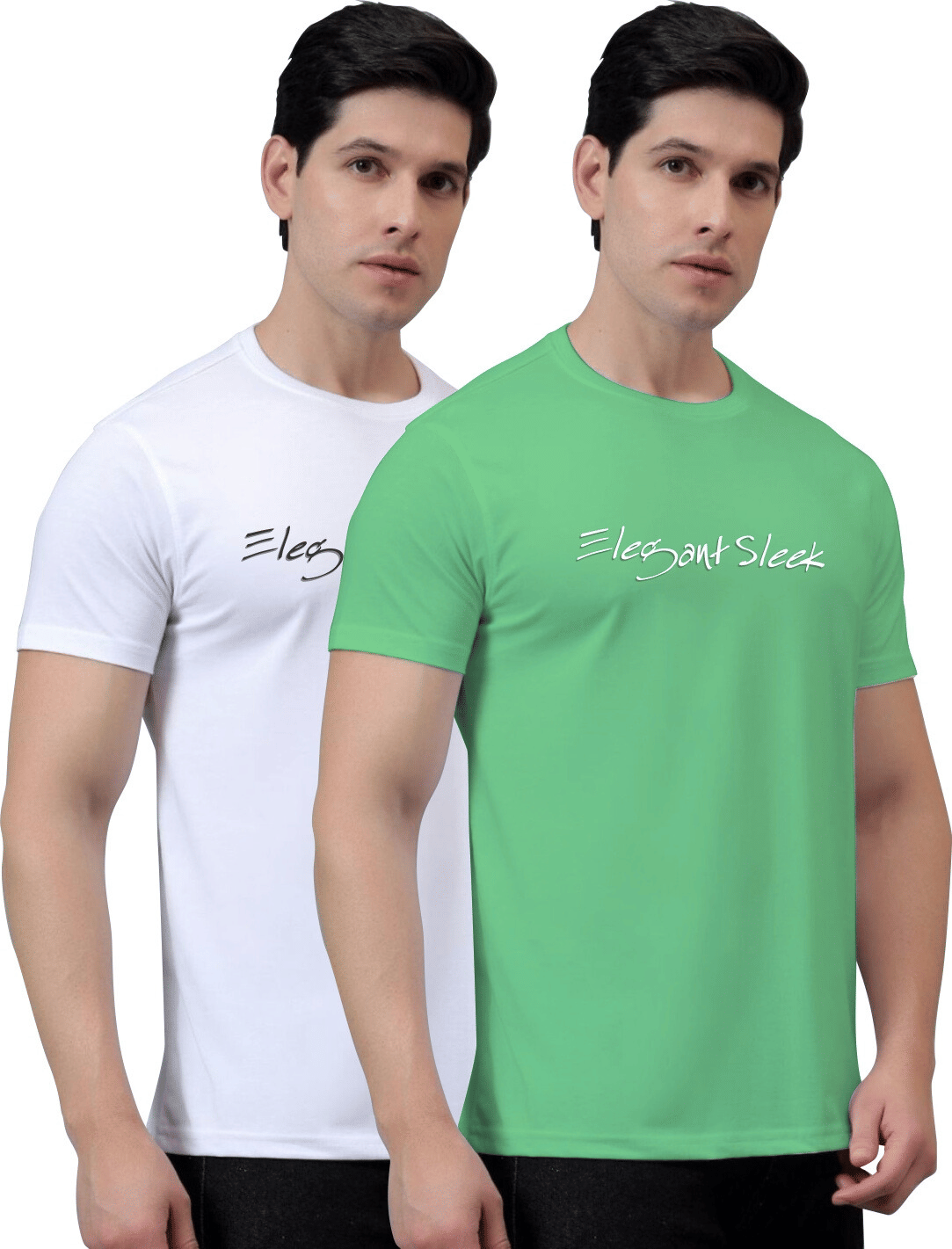     			ELEGANT SLEEK Men Cotton Blend Regular Fit Solid T-Shirt ( Multicolor )