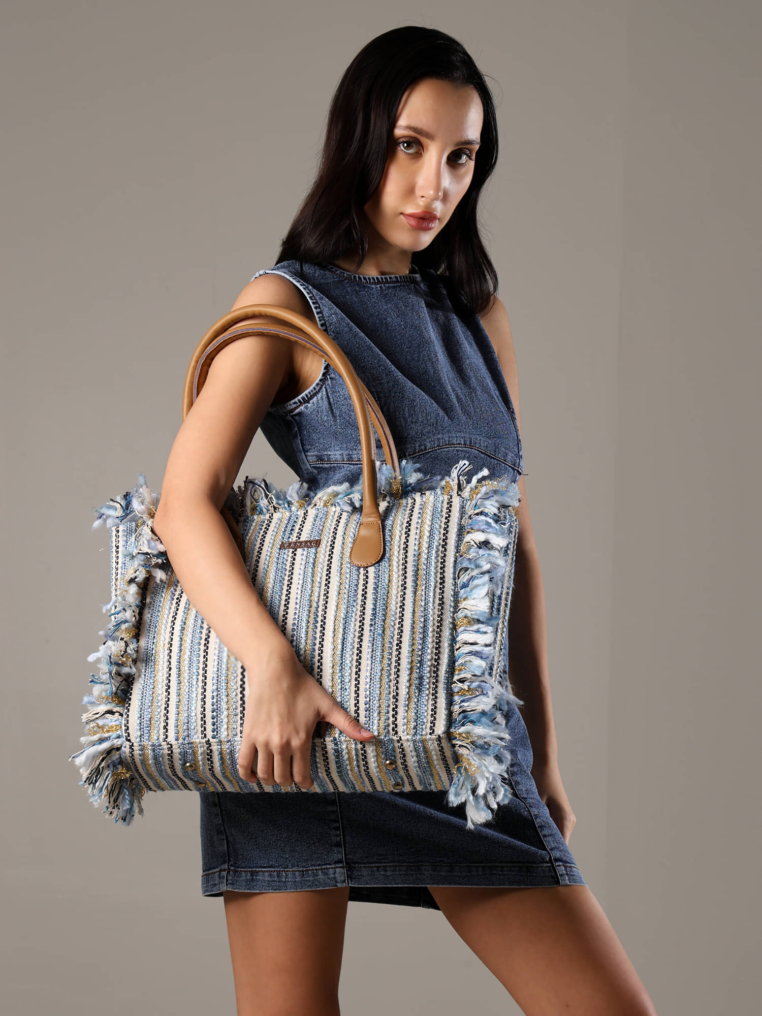     			ENSAC Tote Bag Polyster Set of 1 ( Blue )