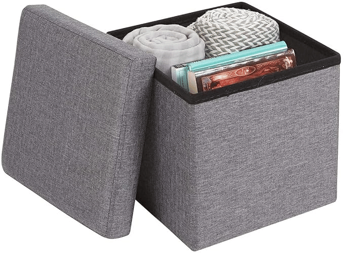     			Fabric Living Foldable Storage Bins Box Ottoman Bench Container Organizer With Cushion Seat Lid,Cube,Multi Colour(30X30X30 Cm) (1 Pcs)