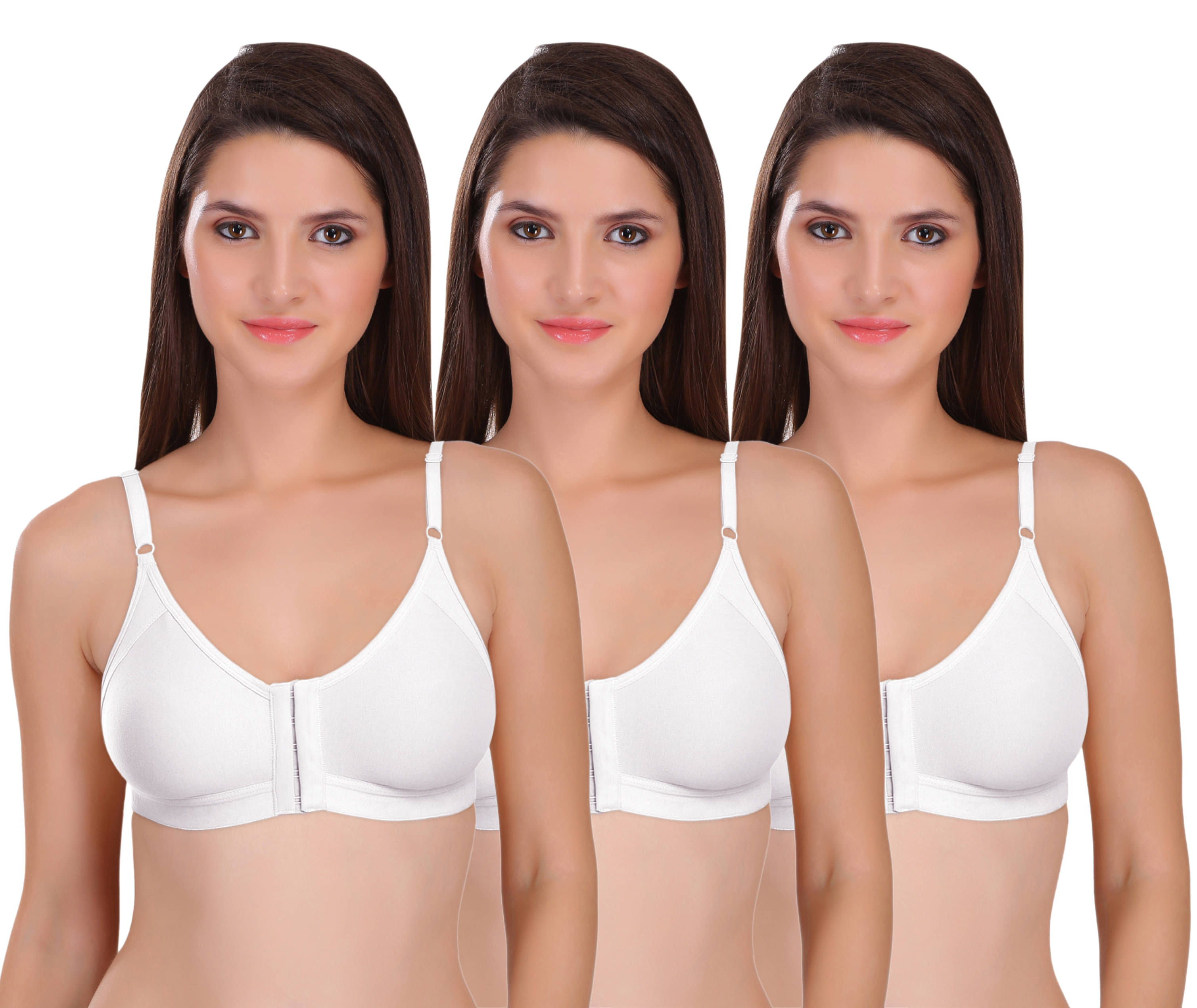    			Featherline Pack of 3 Cotton Blend Non Padded T-Shirt Bra For Women ( White )