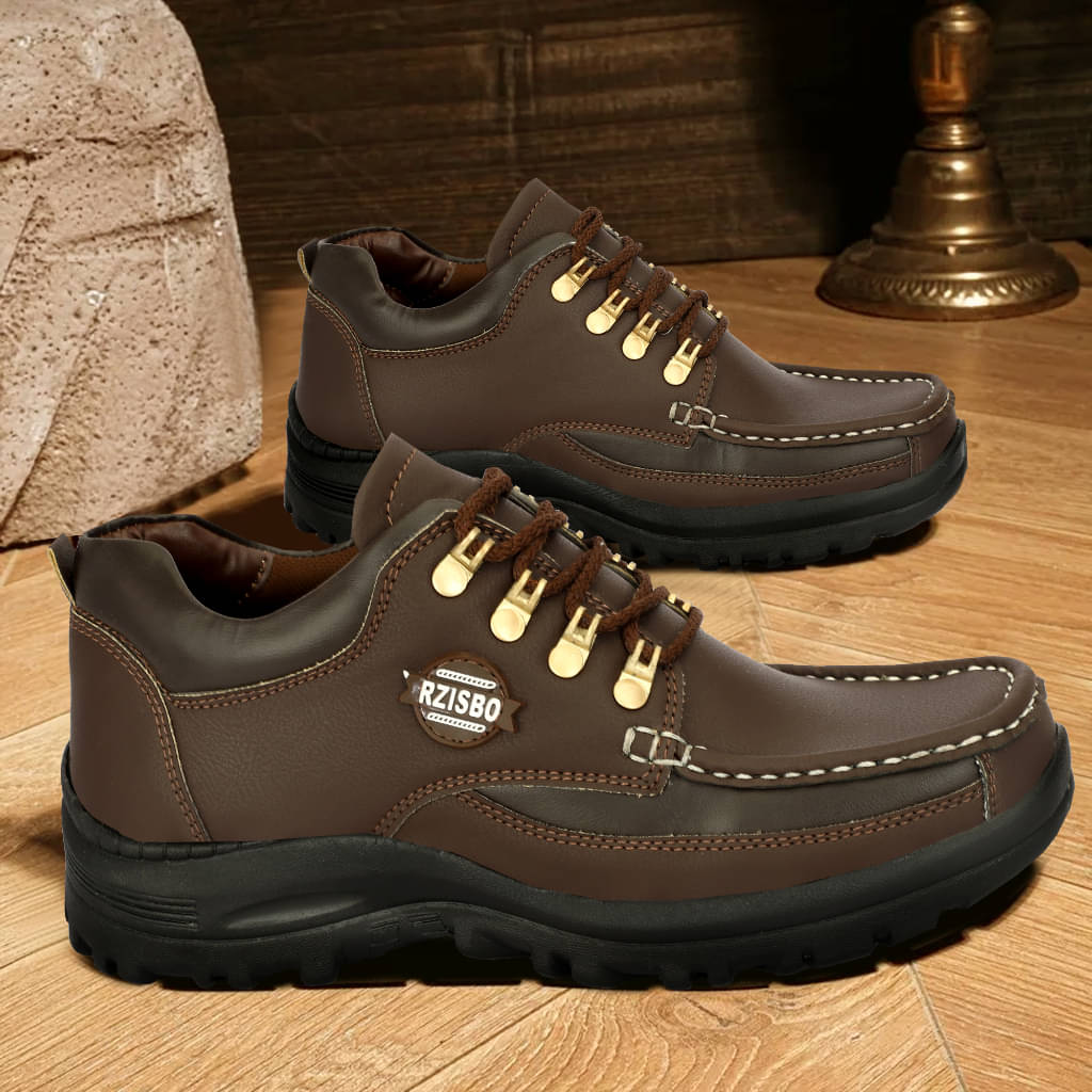     			HZISBO Brown Men's Boat Shoes