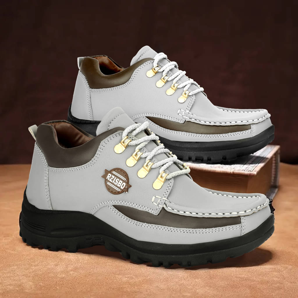     			HZISBO Grey Men's Boat Shoes