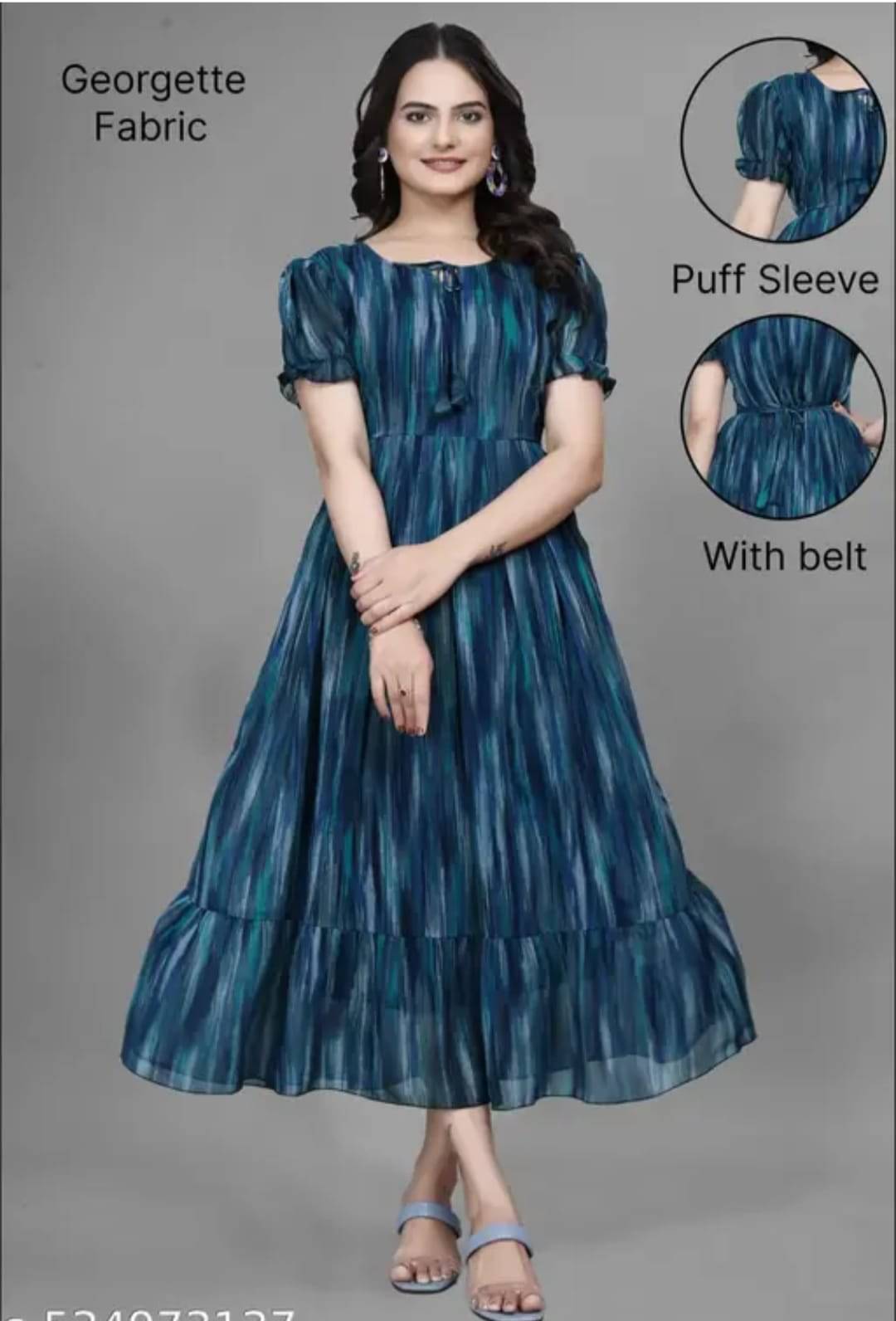     			JABAK CREATION Women Georgette Solid Gown ( Blue )