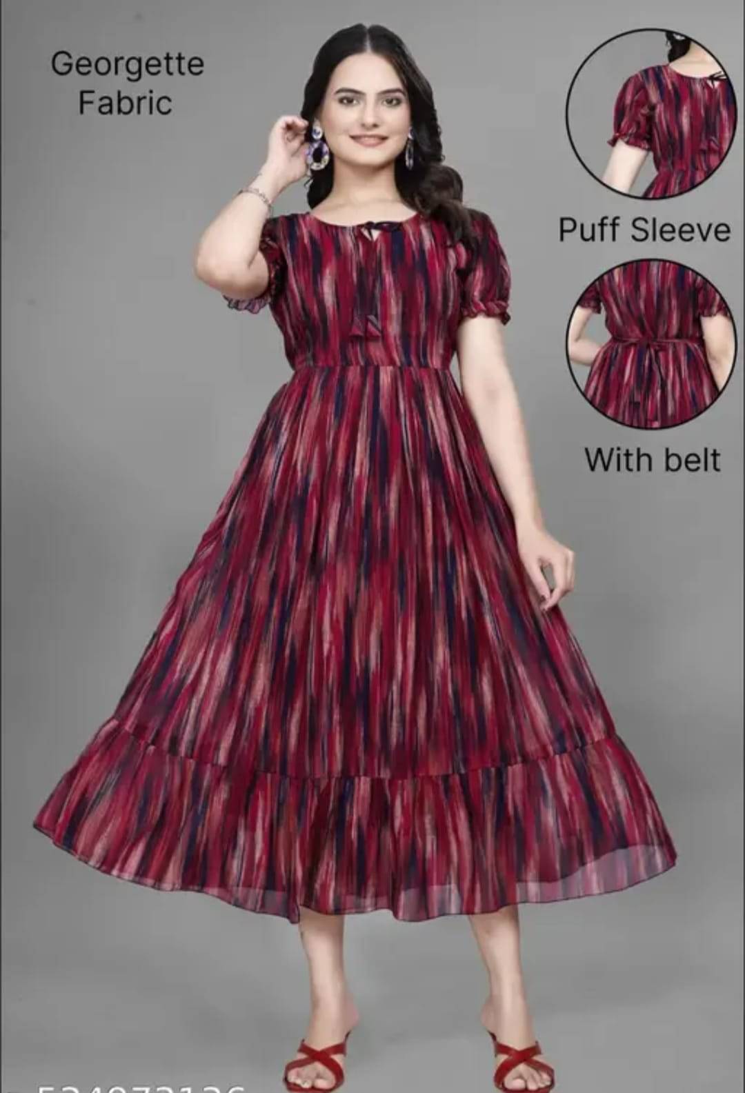     			JABAK CREATION Women Georgette Solid Gown ( Maroon )