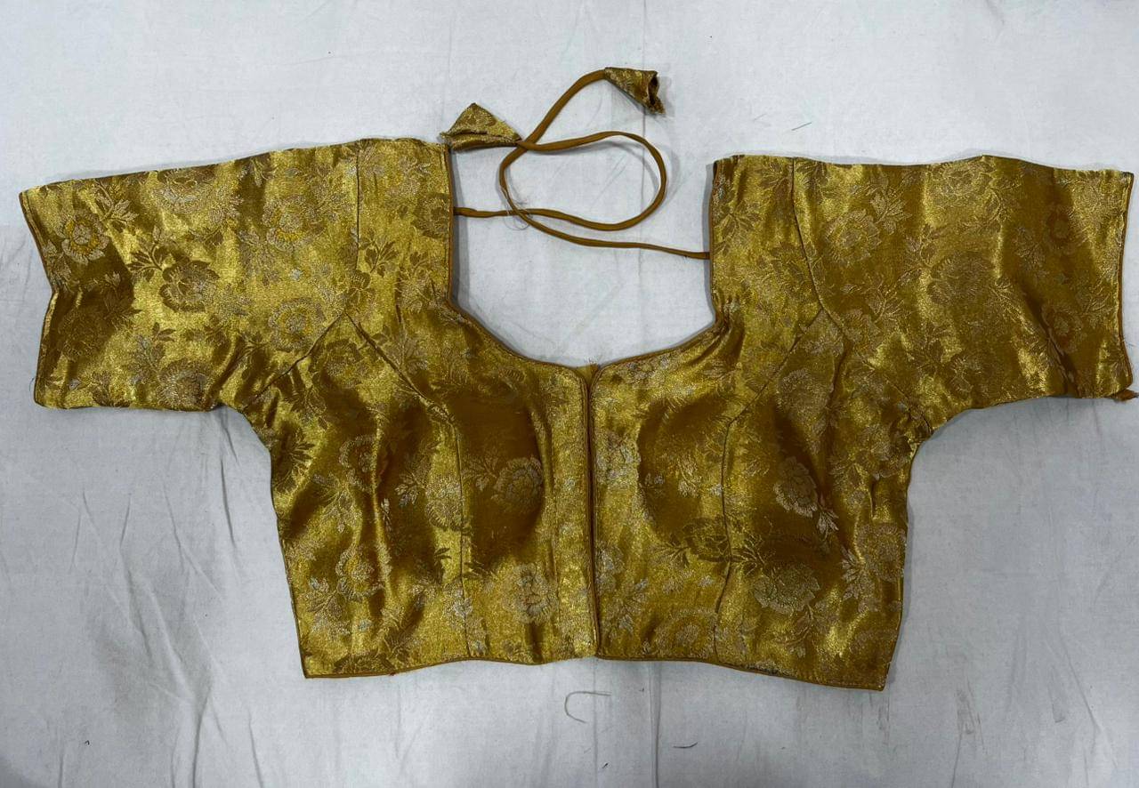 KALAVATI FASHION Gold Readymade with Pad Brocade Women's Blouse ( Pack of 1 ) KALAVATI FASHION Gold Readymade with Pad Brocade Women's Blouse ( Pack of 1 )