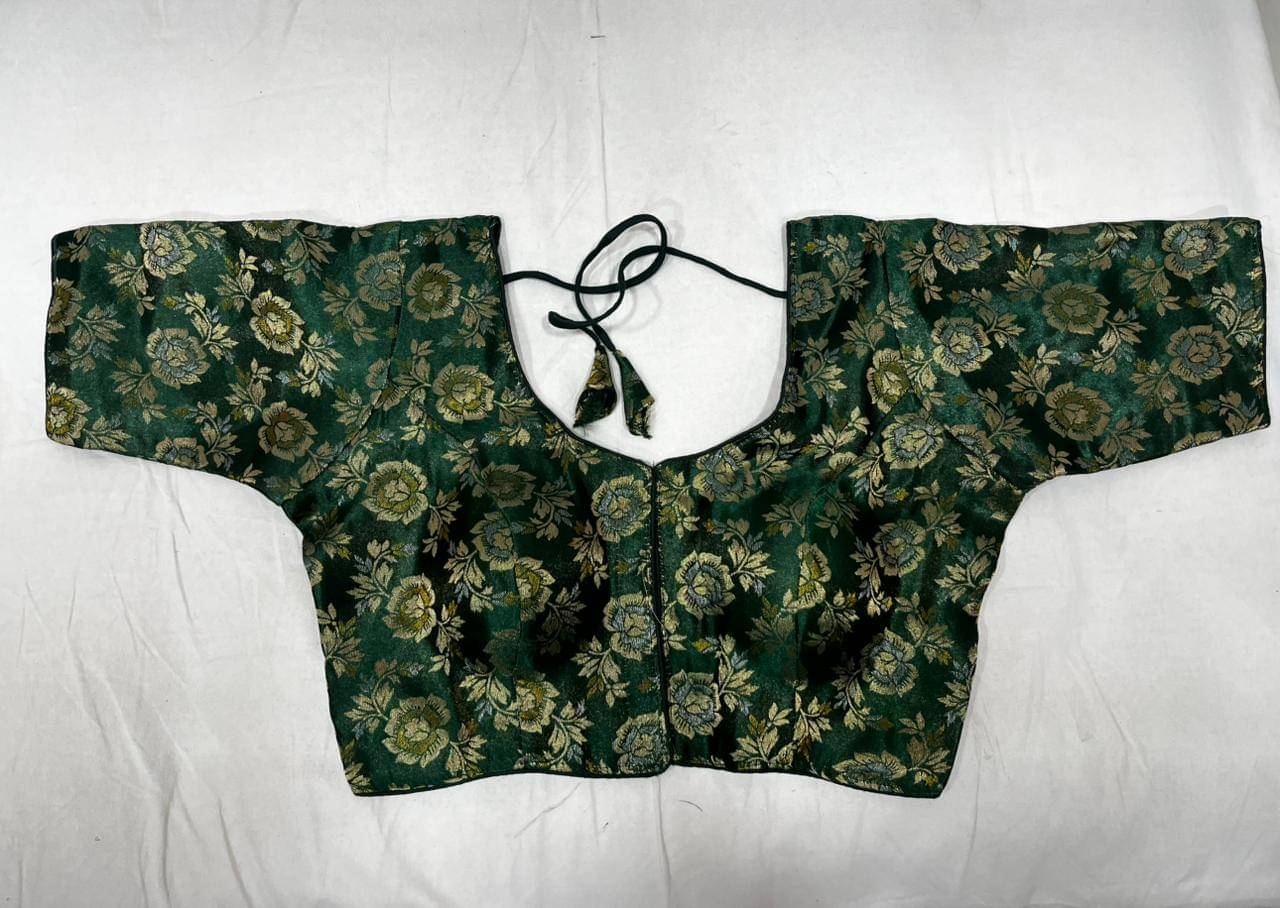     			KALAVATI FASHION Green Readymade with Pad Brocade Women's Blouse ( Pack of 1 )