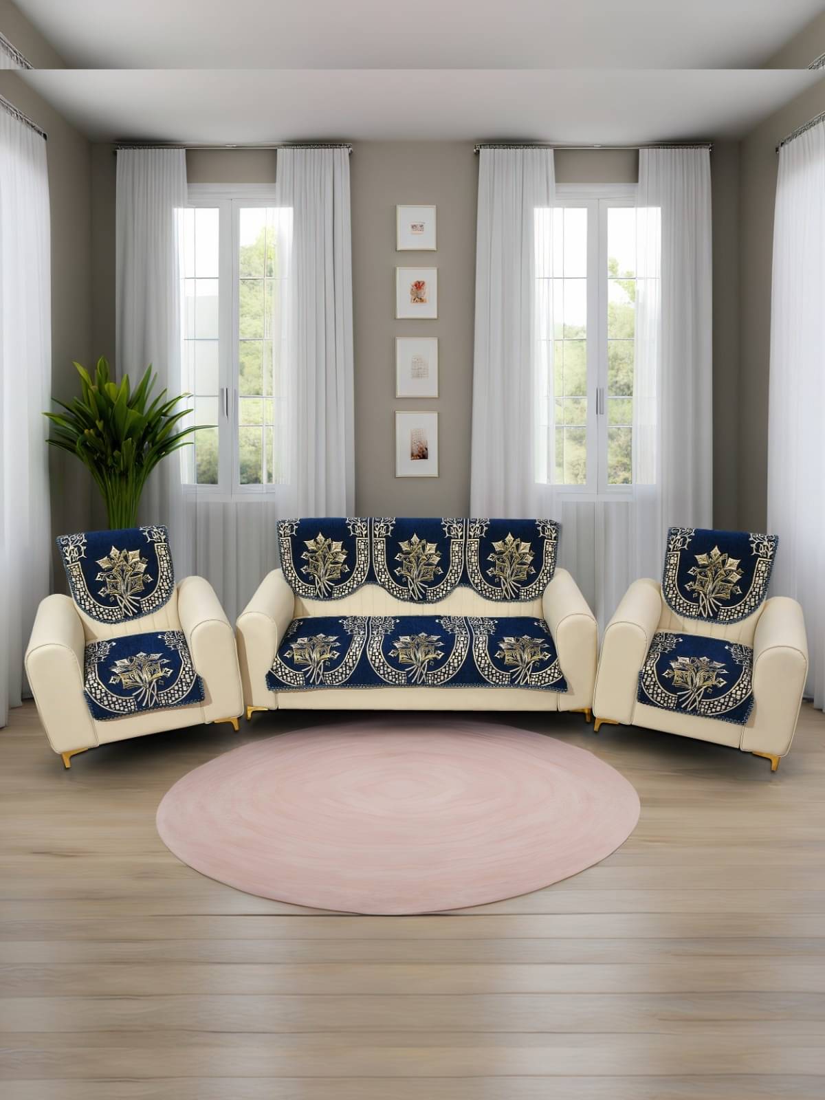     			Multitex 5 Seater Cotton Sofa Cover ( Pack of 6 )