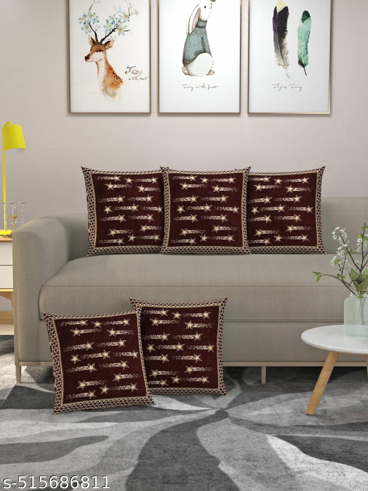 Multitex Set of 5 Cotton Floral Square Cushion Cover (40X40)cm - Brown Multitex Set of 5 Cotton Floral Square Cushion Cover (40X40)cm - Brown