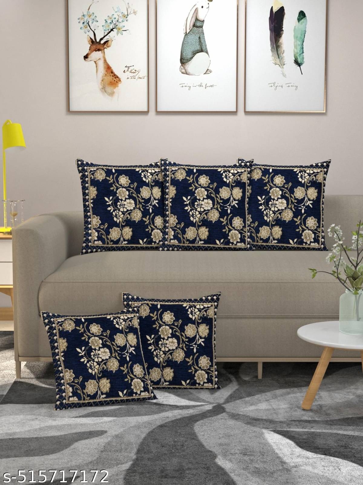 Multitex Set of 5 Cotton Floral Square Cushion Cover (40X40)cm - Blue Multitex Set of 5 Cotton Floral Square Cushion Cover (40X40)cm - Blue