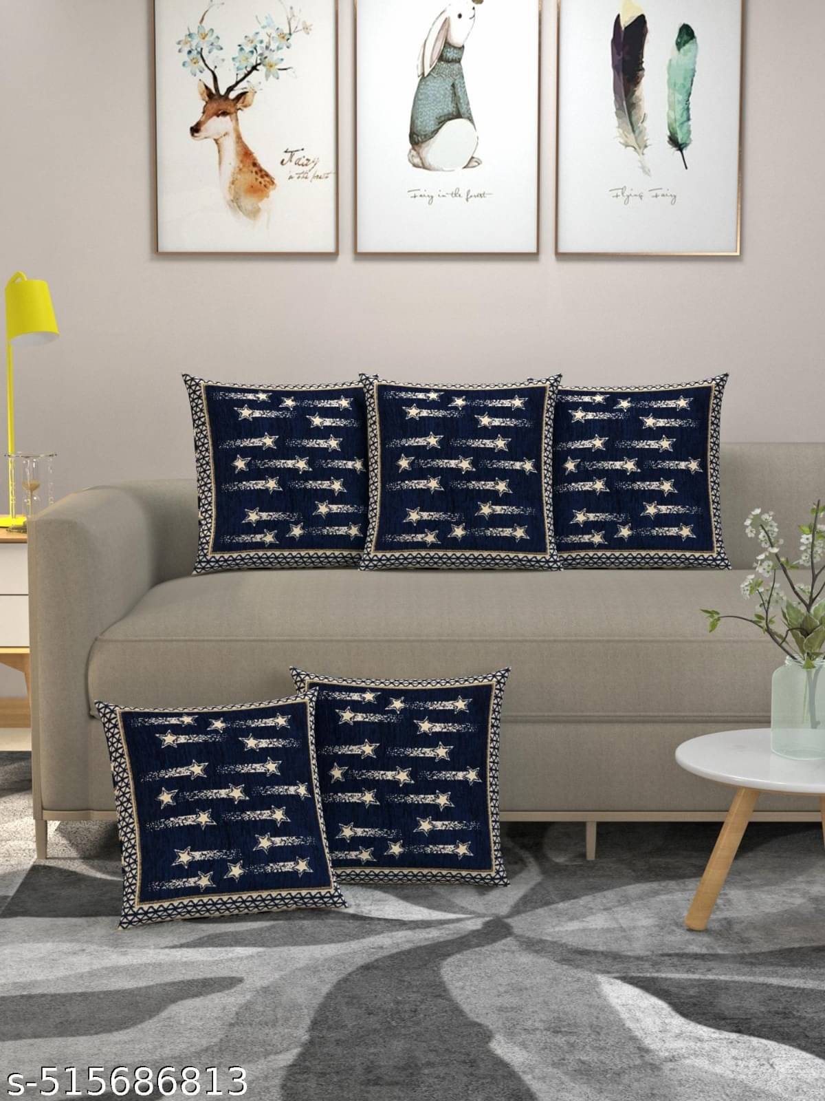 Multitex Set of 5 Cotton Floral Square Cushion Cover (40X40)cm - Blue Multitex Set of 5 Cotton Floral Square Cushion Cover (40X40)cm - Blue
