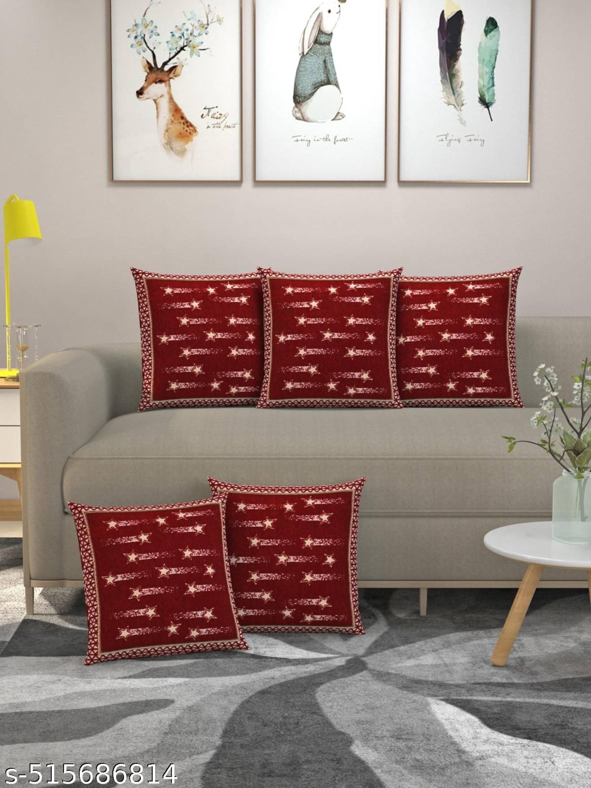 Multitex Set of 5 Cotton Floral Square Cushion Cover (40X40)cm - Maroon Multitex Set of 5 Cotton Floral Square Cushion Cover (40X40)cm - Maroon