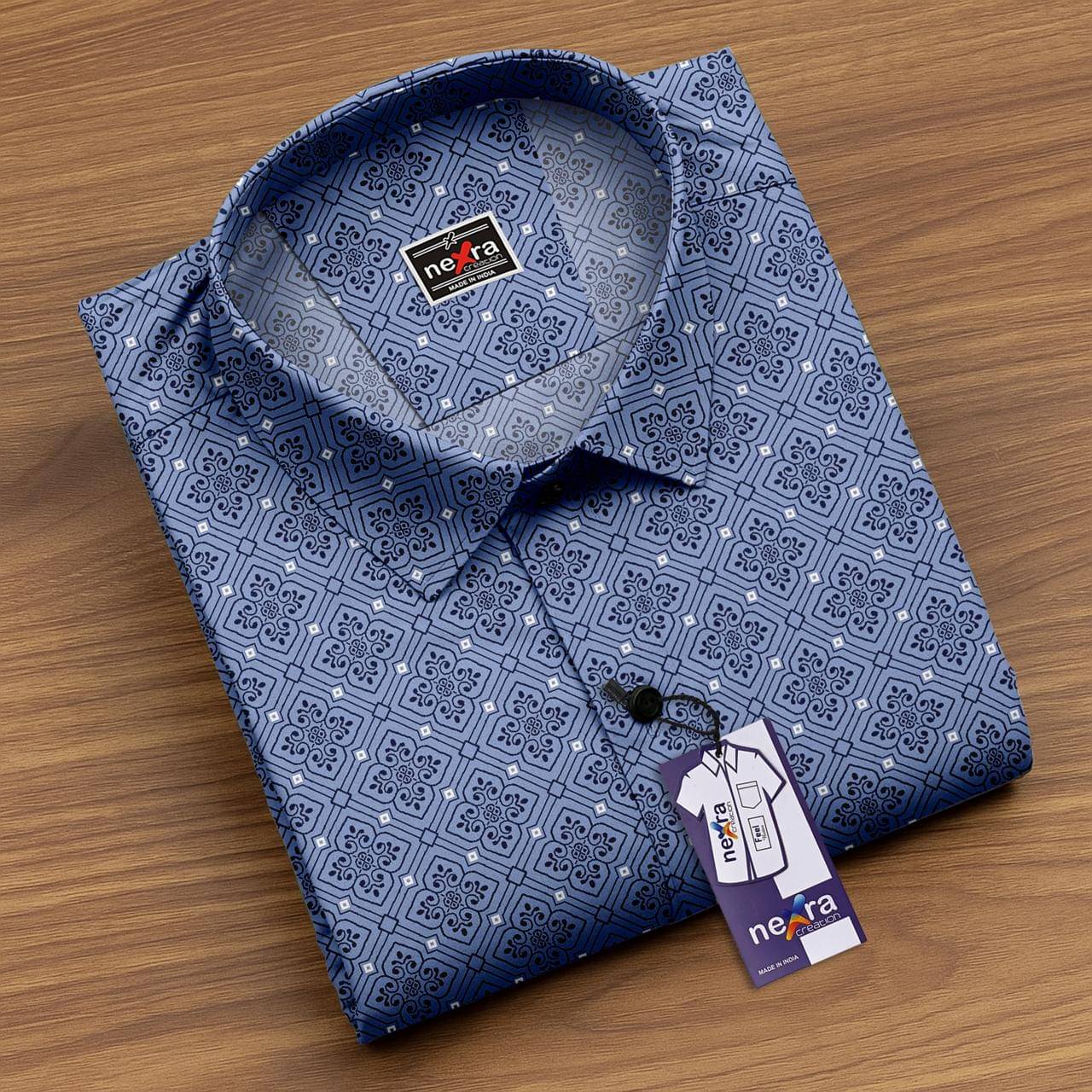     			Nexra Creation Cotton Blend Regular Fit Solids Full Sleeves Men's Casual Shirt - Aqua Blue ( Pack of 1 )