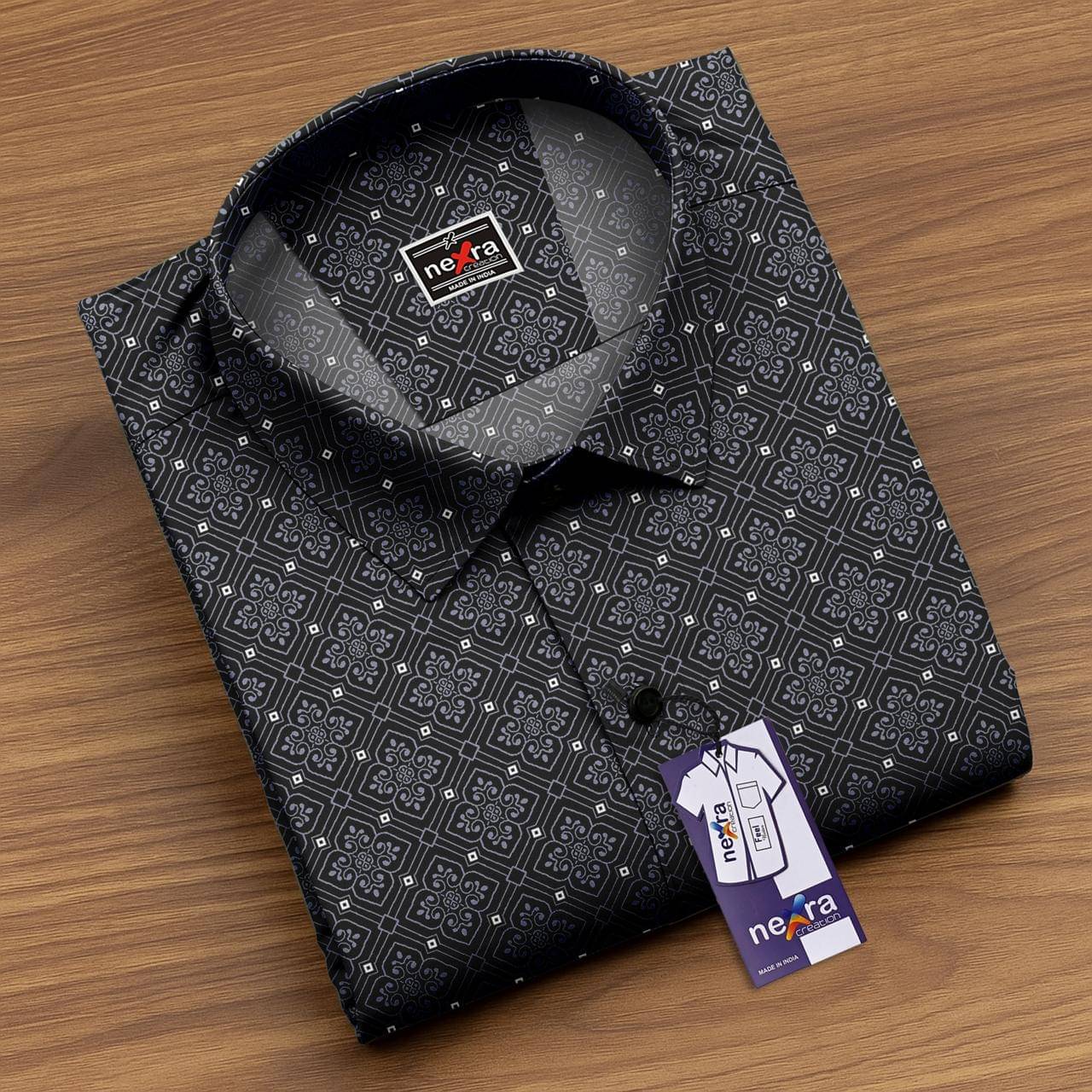     			Nexra Creation Cotton Blend Regular Fit Solids Full Sleeves Men's Casual Shirt - Black ( Pack of 1 )