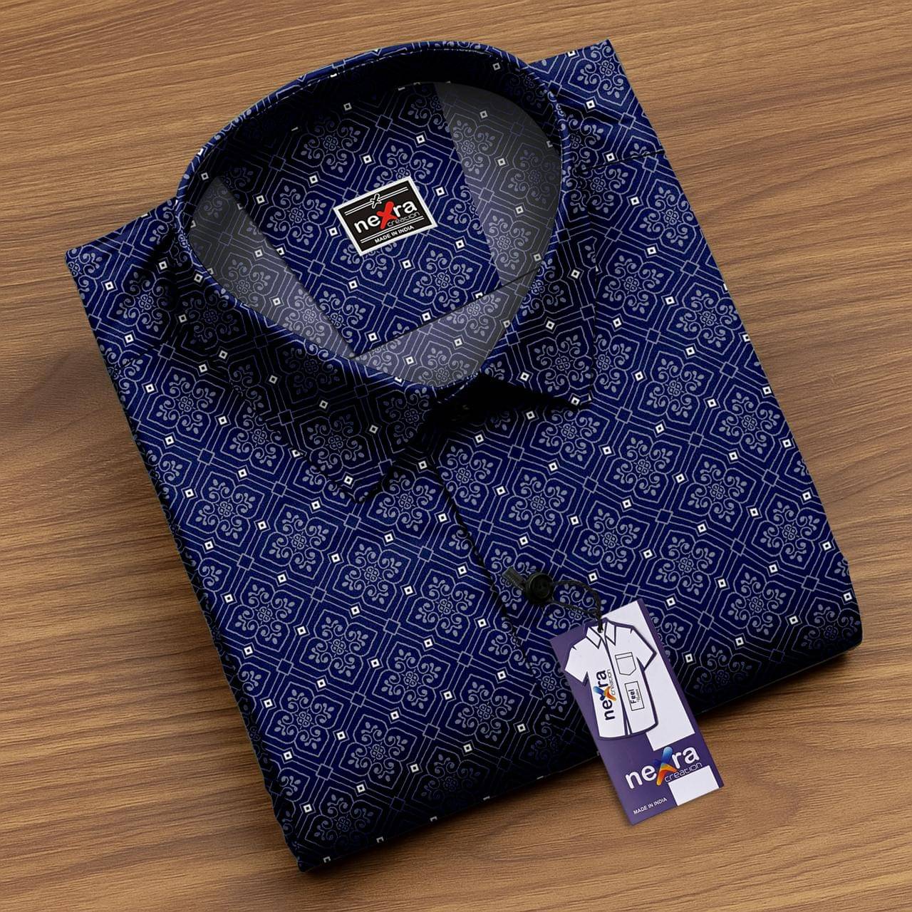     			Nexra Creation Cotton Blend Regular Fit Solids Full Sleeves Men's Casual Shirt - Blue ( Pack of 1 )