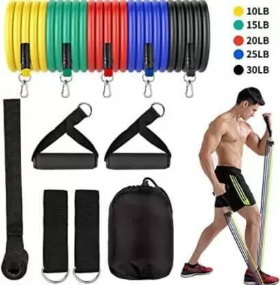     			RESISTANCE BAND SET 11PC TONING TUBE SET Resistance Tube (Multicolor) Resistance