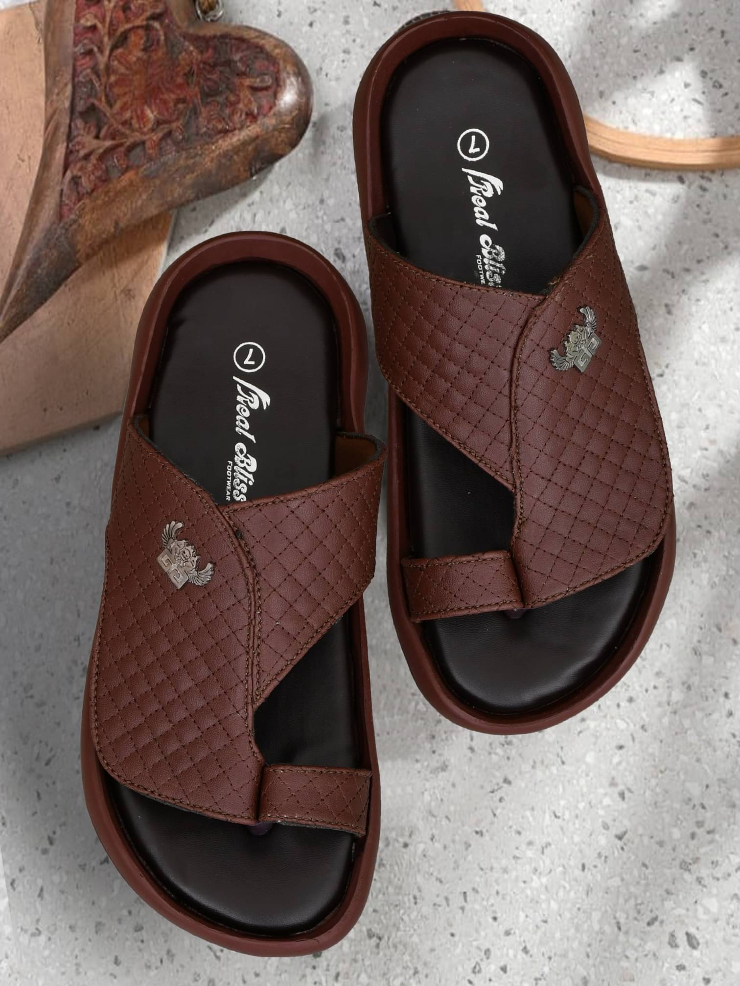     			Real Bliss Olive Men's Leather Slipper
