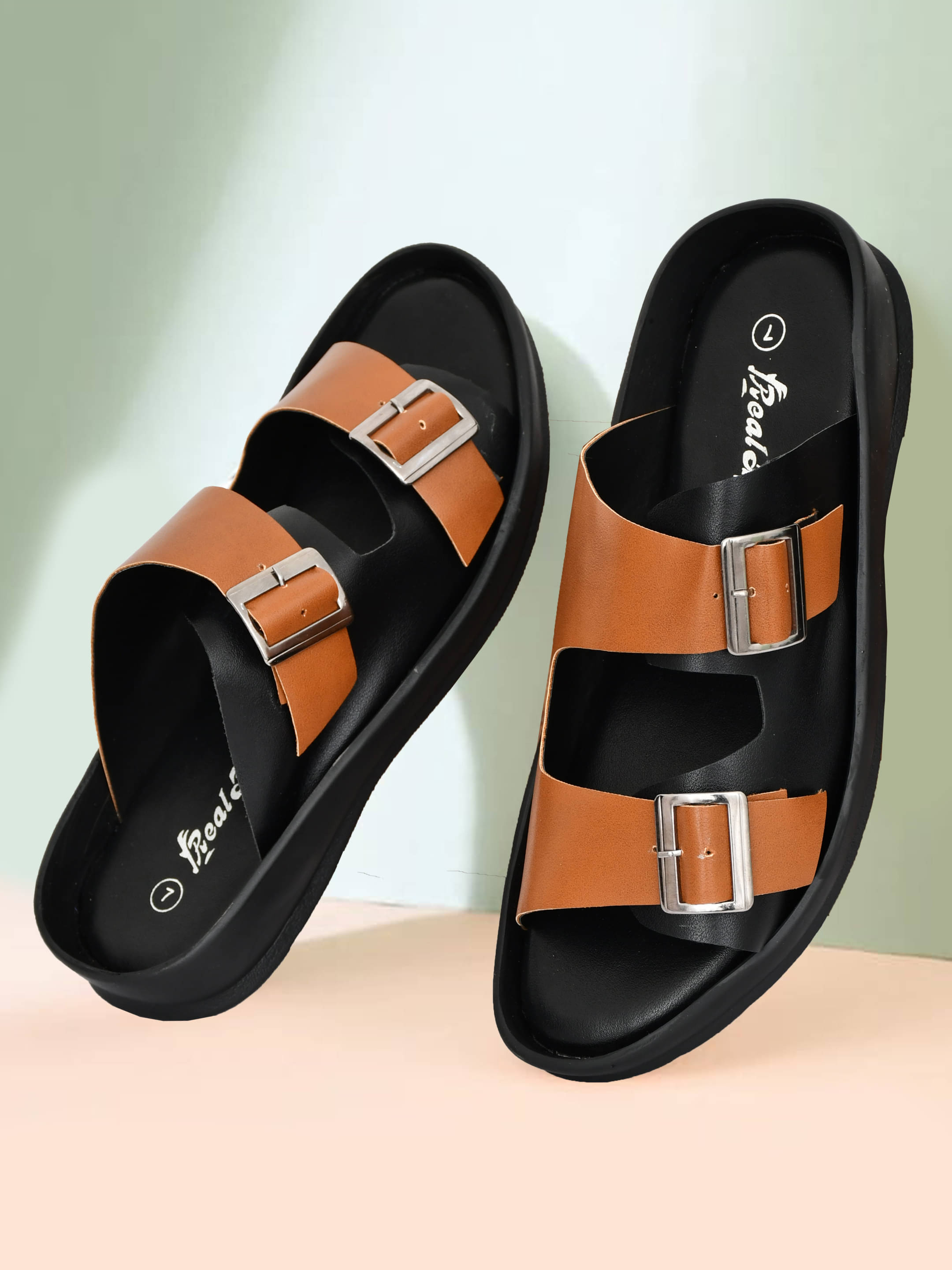     			Real Bliss Tan Men's Leather Slipper