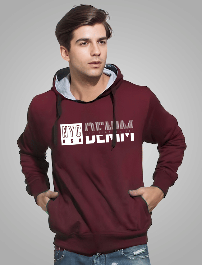     			Reya Cotton Blend Hooded Men's Sweatshirt - Maroon ( Pack of 1 )