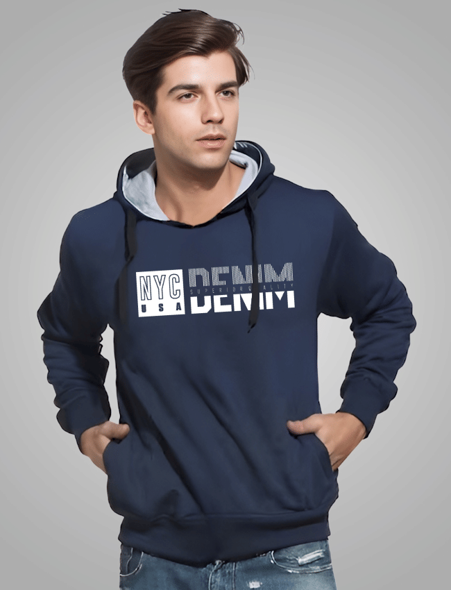     			Reya Cotton Blend Hooded Men's Sweatshirt - Blue ( Pack of 1 )