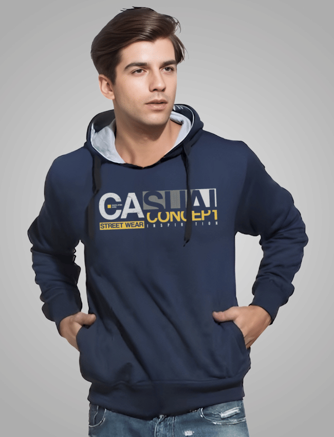     			Reya Cotton Blend Hooded Men's Sweatshirt - Blue ( Pack of 1 )