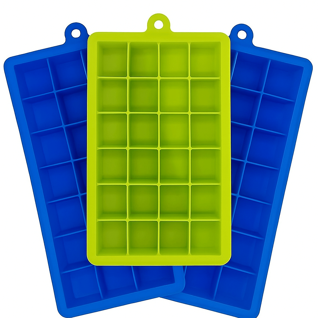     			Silicone Ice Cube Trays 4 Pack - 24 Cavity Per Ice Tray