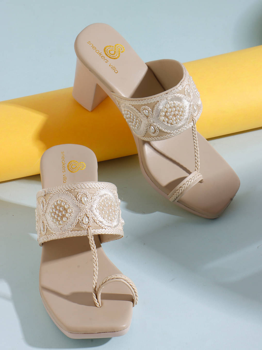     			Sneakersvilla Beige Women's Sandal Heels