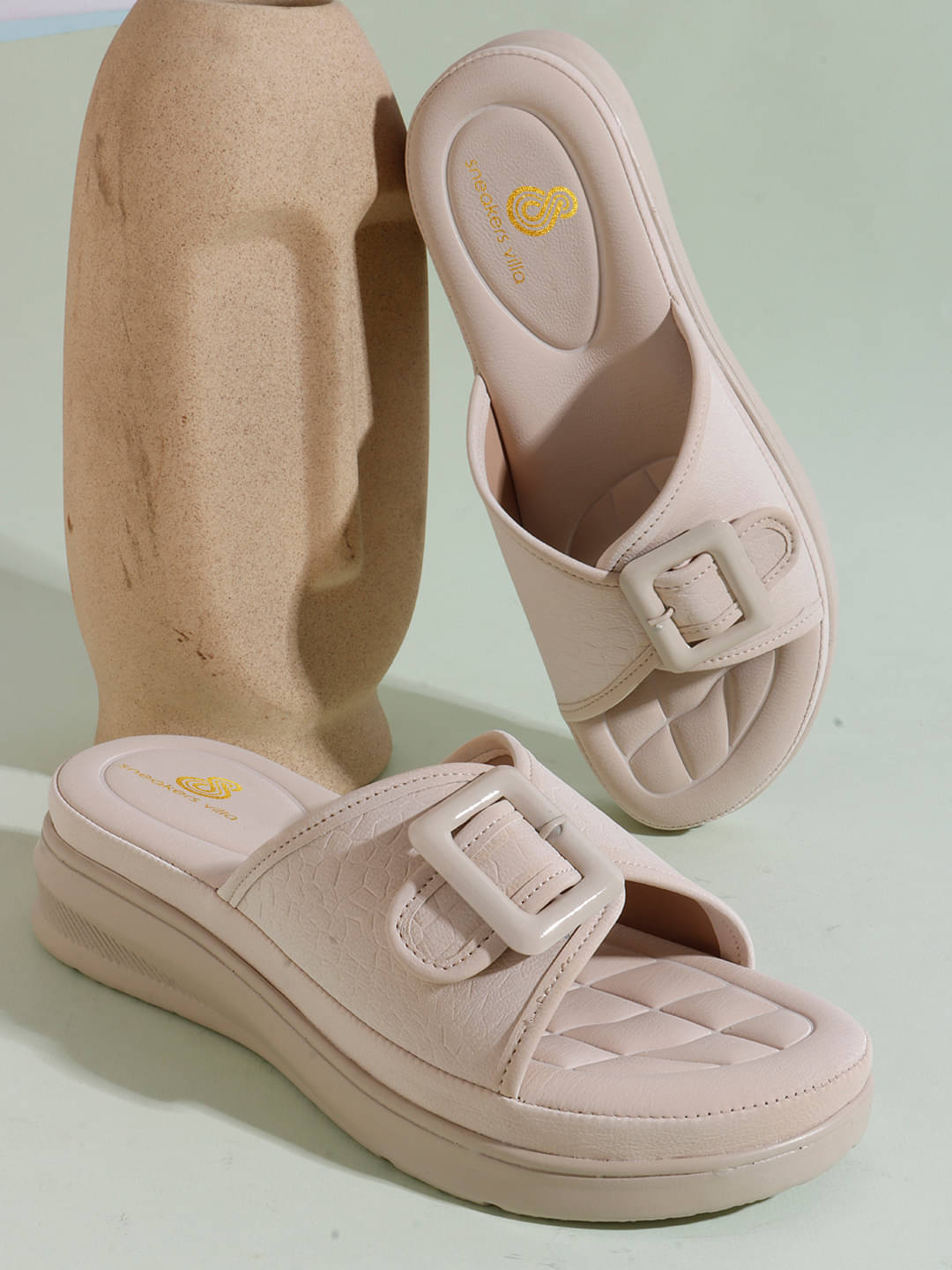 Sneakersvilla Cream Women's Sandal Heels     			Sneakersvilla Cream Women's Sandal Heels