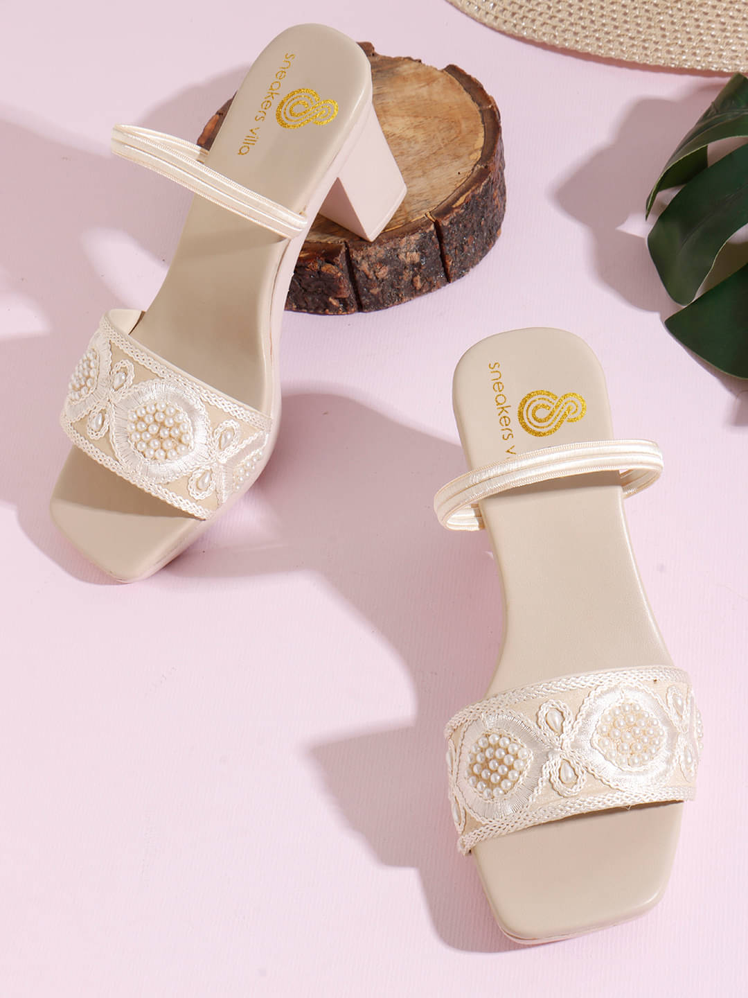 Sneakersvilla Cream Women's Sandal Heels     			Sneakersvilla Cream Women's Sandal Heels