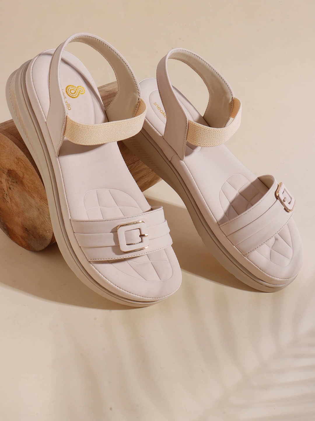 Sneakersvilla Cream Women's Sandal Heels - Heels | Buy online on ZillyBuy