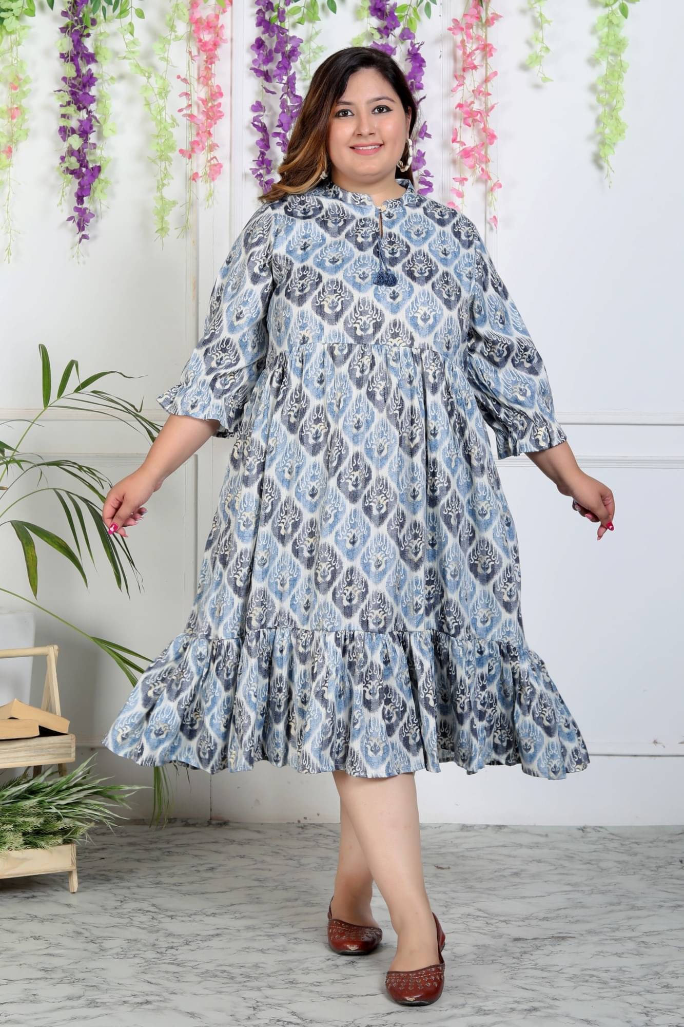     			Swasti Women Cotton Printed Flared Kurti ( Blue )