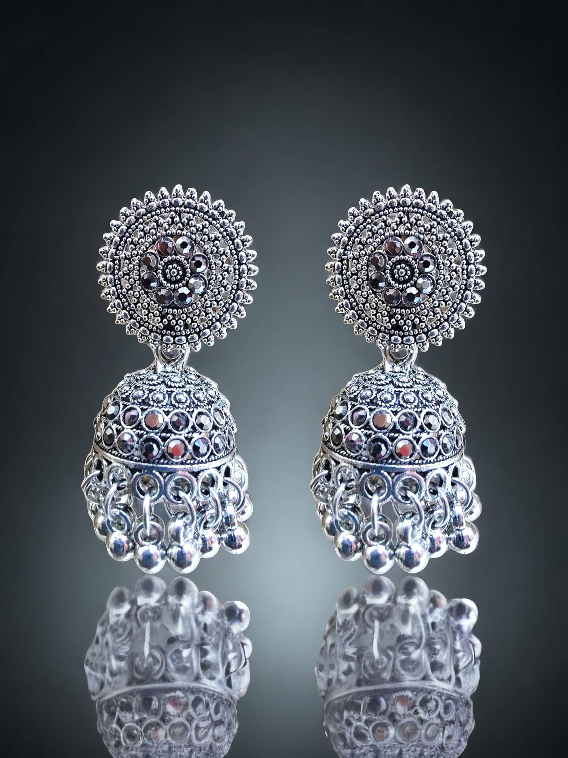     			Swasti mart Silver Jhumki Earrings ( Pack of 1 )