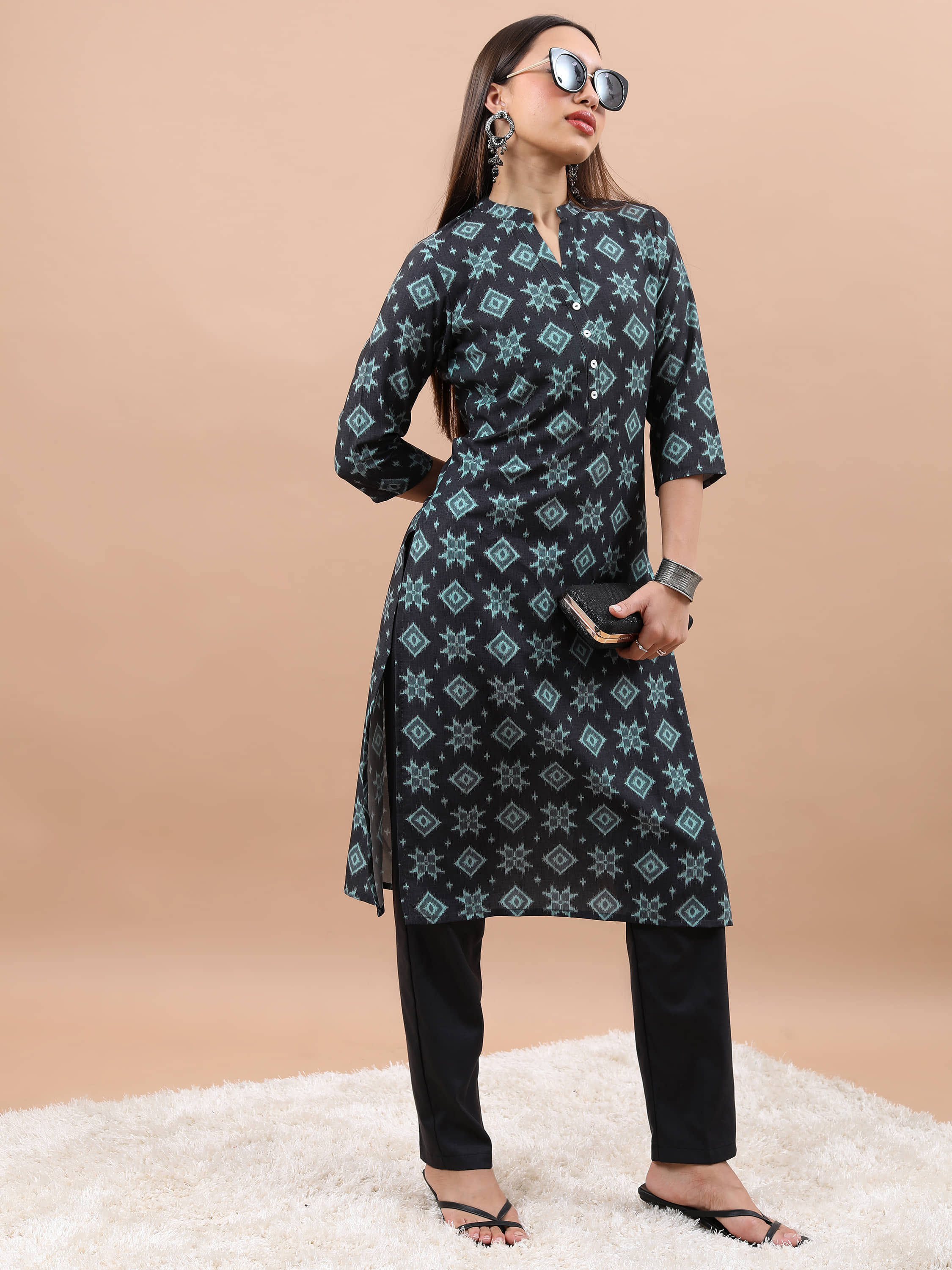 Vishudh Women Polyester Printed Straight Kurti ( Multicolor ) - Kurtis, Tunics | Buy online on ZillyBuy