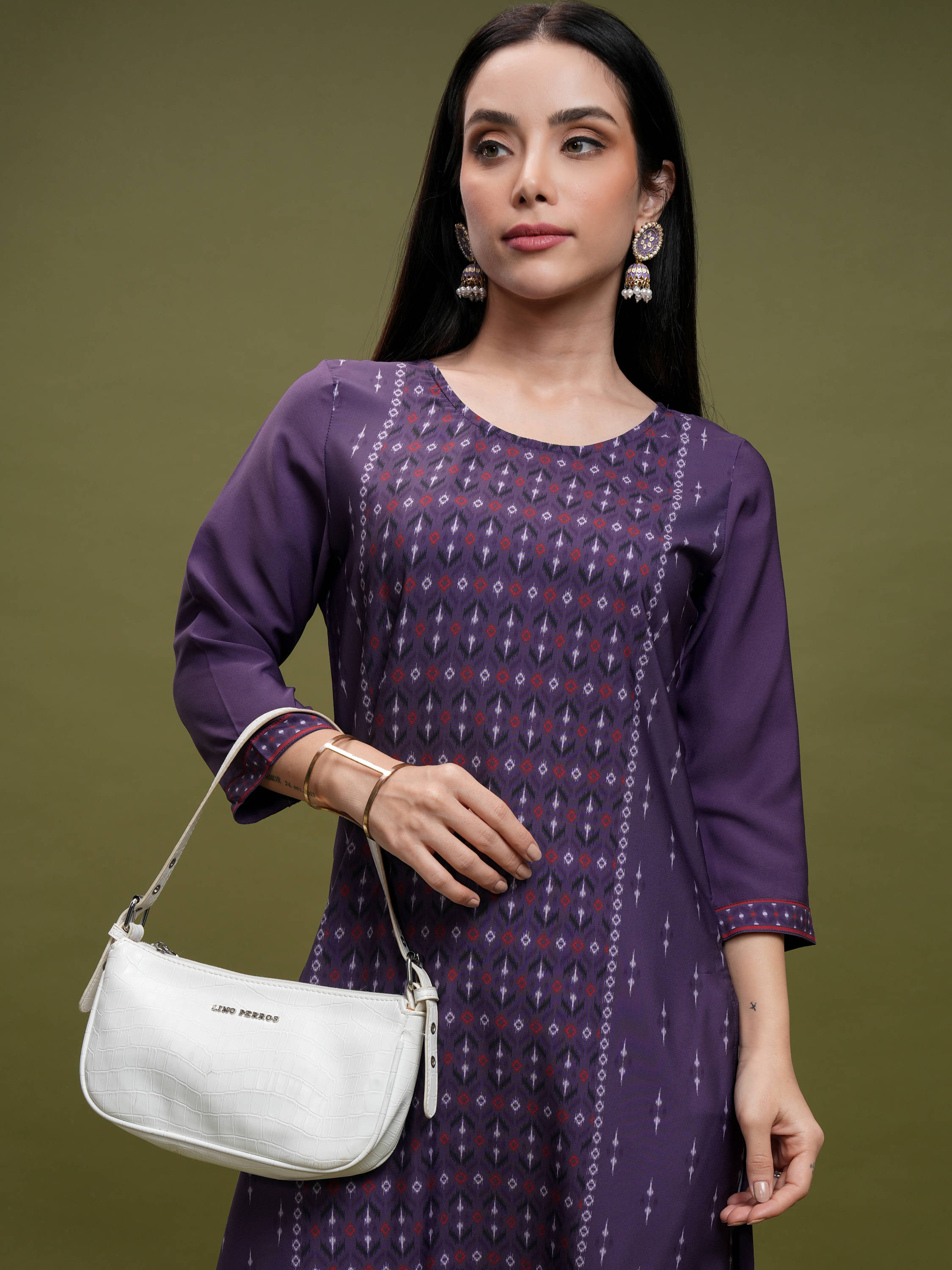     			Vishudh Women Polyester Printed Straight Kurti ( Purple )